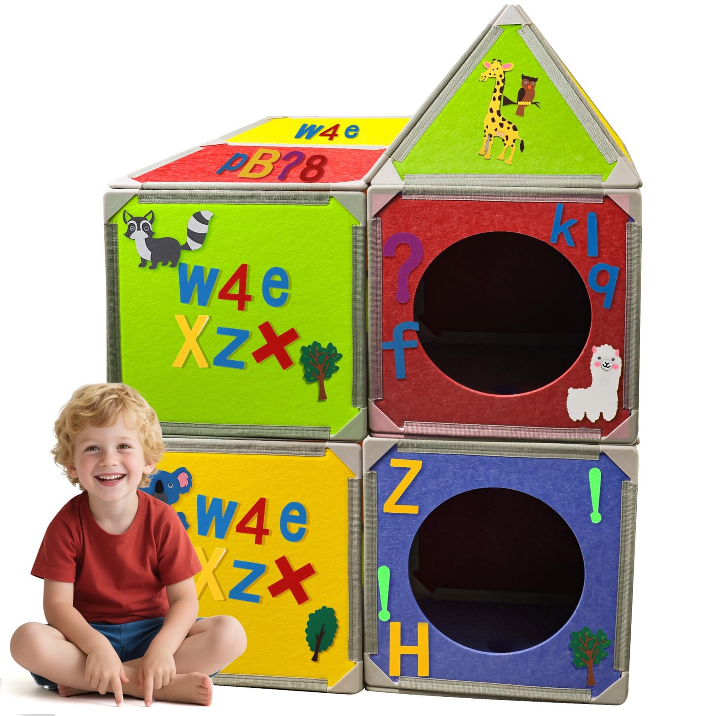 MageForts Magnetic Fort Building Panels – 16 Premium Felt Panels with Alphabet, Numbers & Animal Stickers