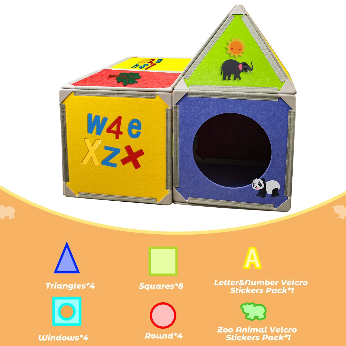 MageForts Magnetic Fort Building Panels – 16 Premium Felt Panels with Alphabet, Numbers & Animal Stickers