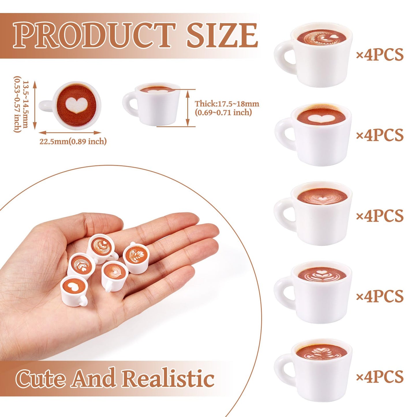 Magibeads 20Pcs Mini Resin Coffee Cups – Cute Dollhouse Kitchen Charms for Crafts