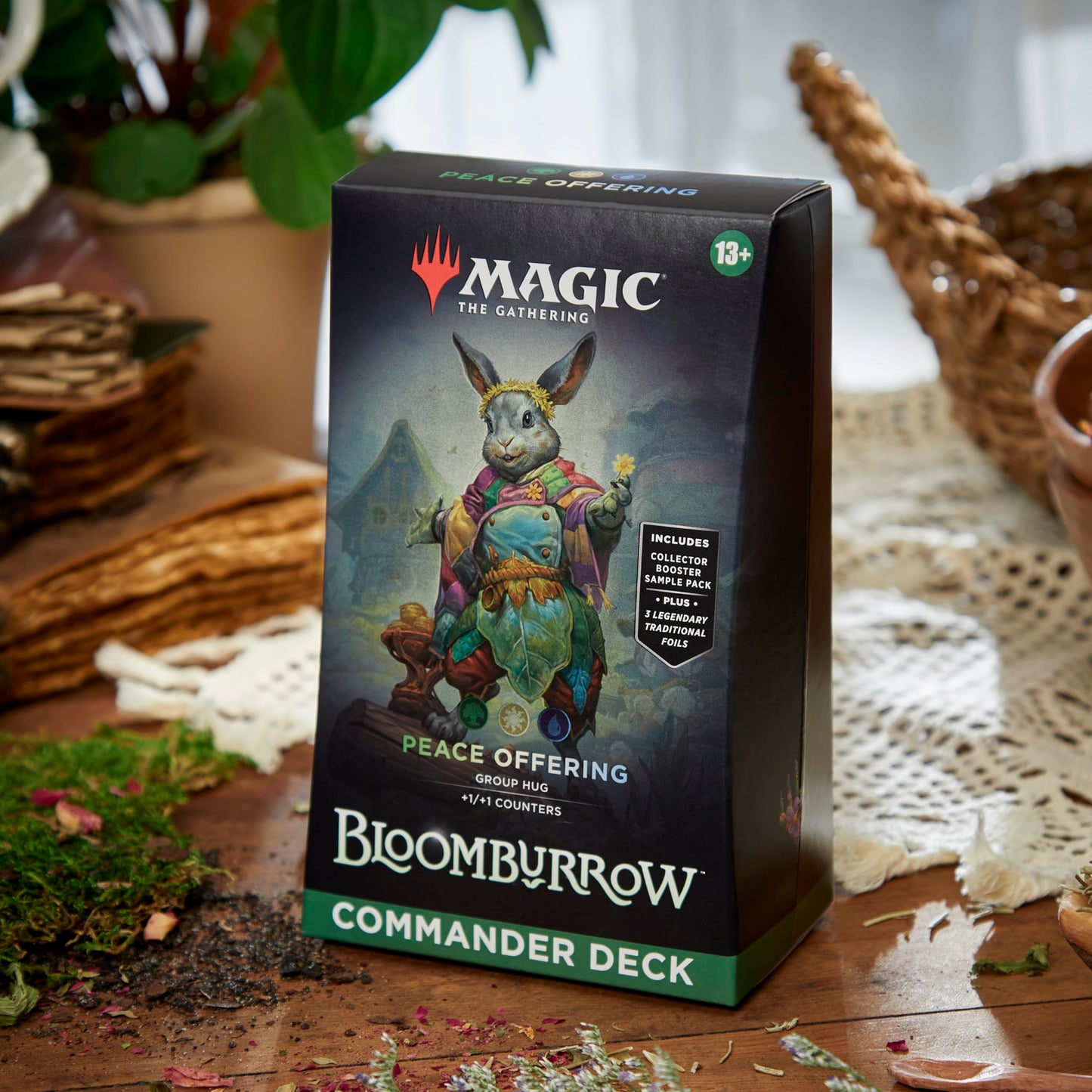Magic: The Gathering Bloomburrow Peace Offering Commander Deck — 100-Card Ready-to-Play Set + Booster Sample