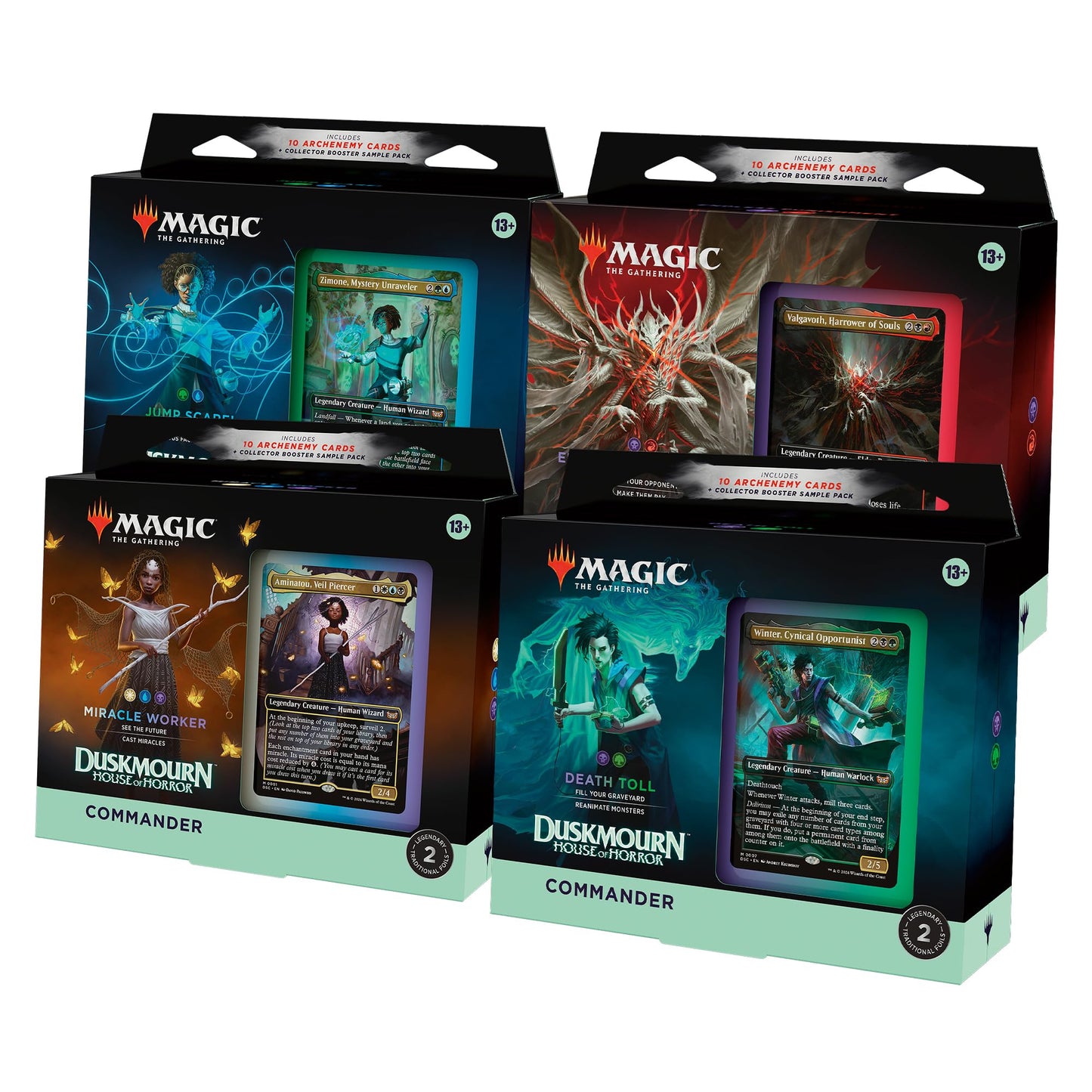 Magic: The Gathering Duskmourn: House of Horror Commander Deck Bundle – Includes All 4 Decks