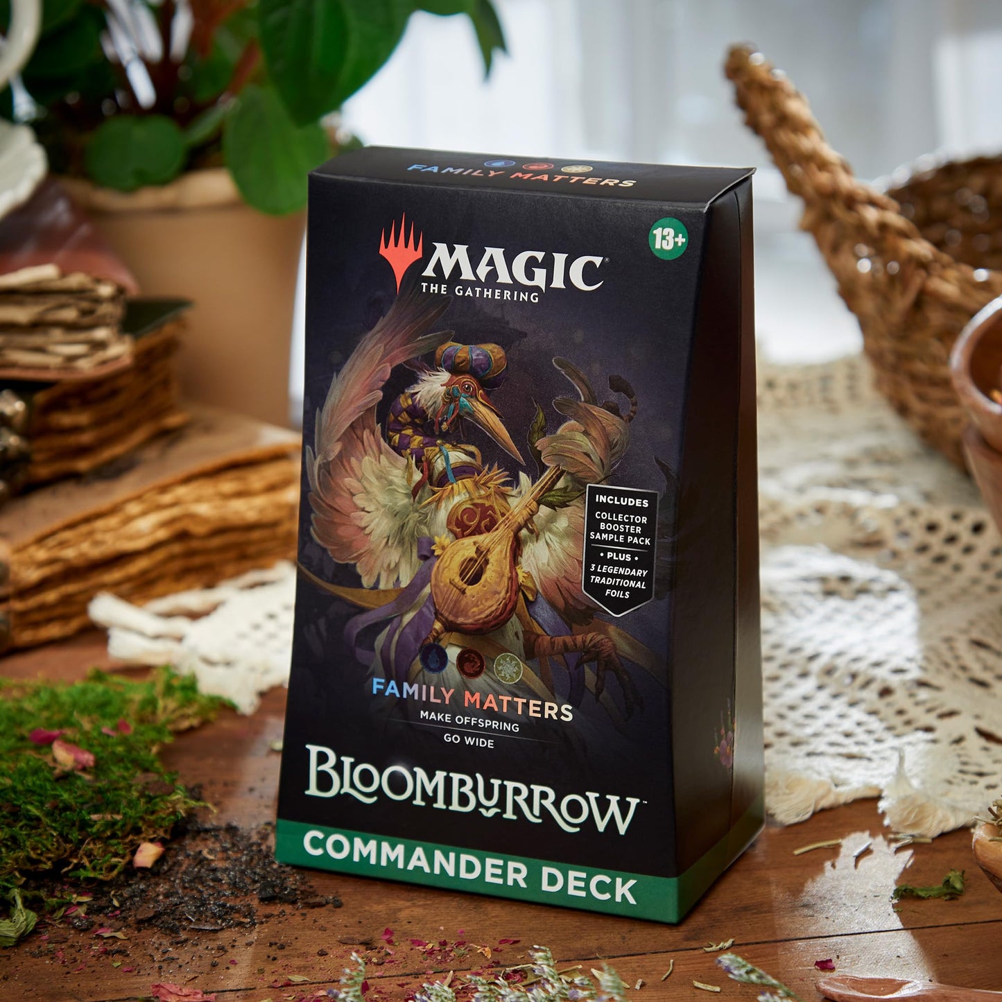 Magic: The Gathering Bloomburrow Family Matters Commander Deck – 100-Card Set + Booster Sample Pack & Accessories