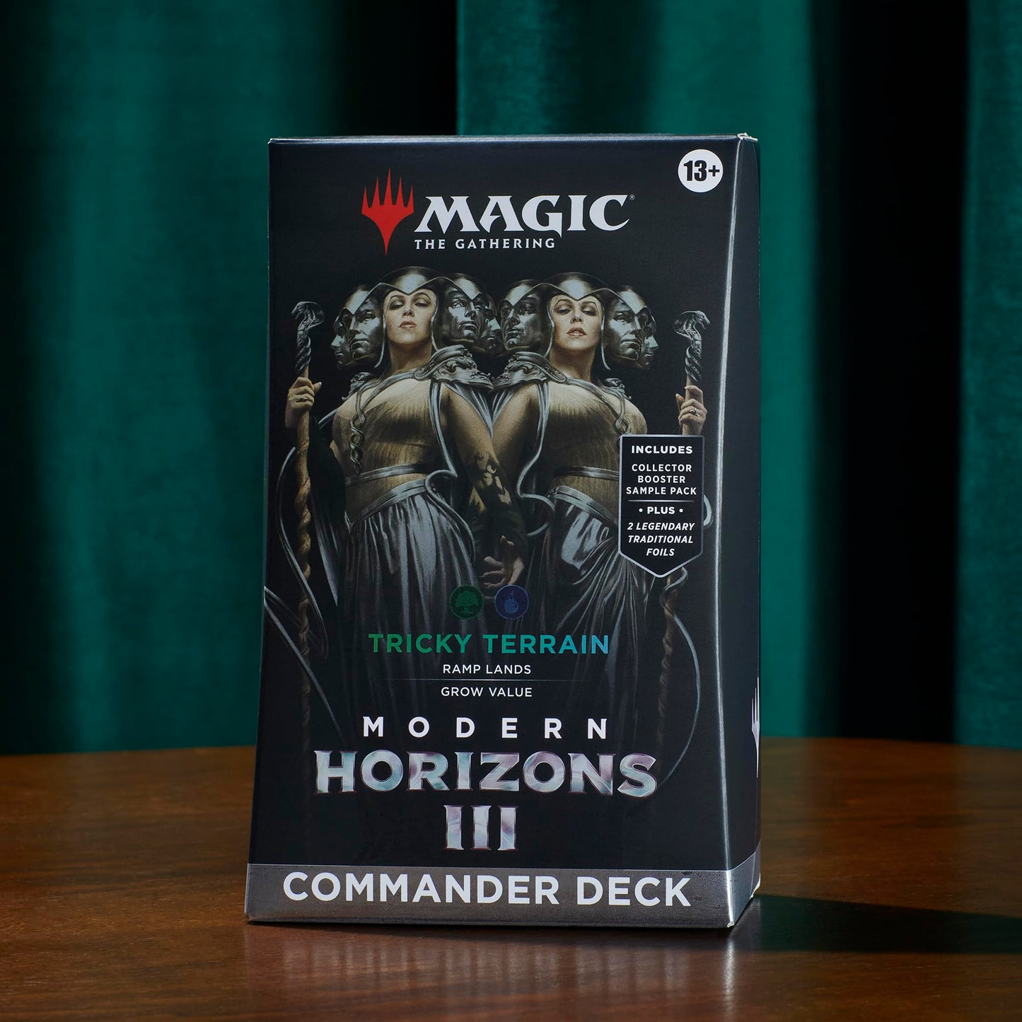Magic: The Gathering Modern Horizons 3 Tricky Terrain Commander Deck — 100-Card Green-Blue Ready-to-Play
