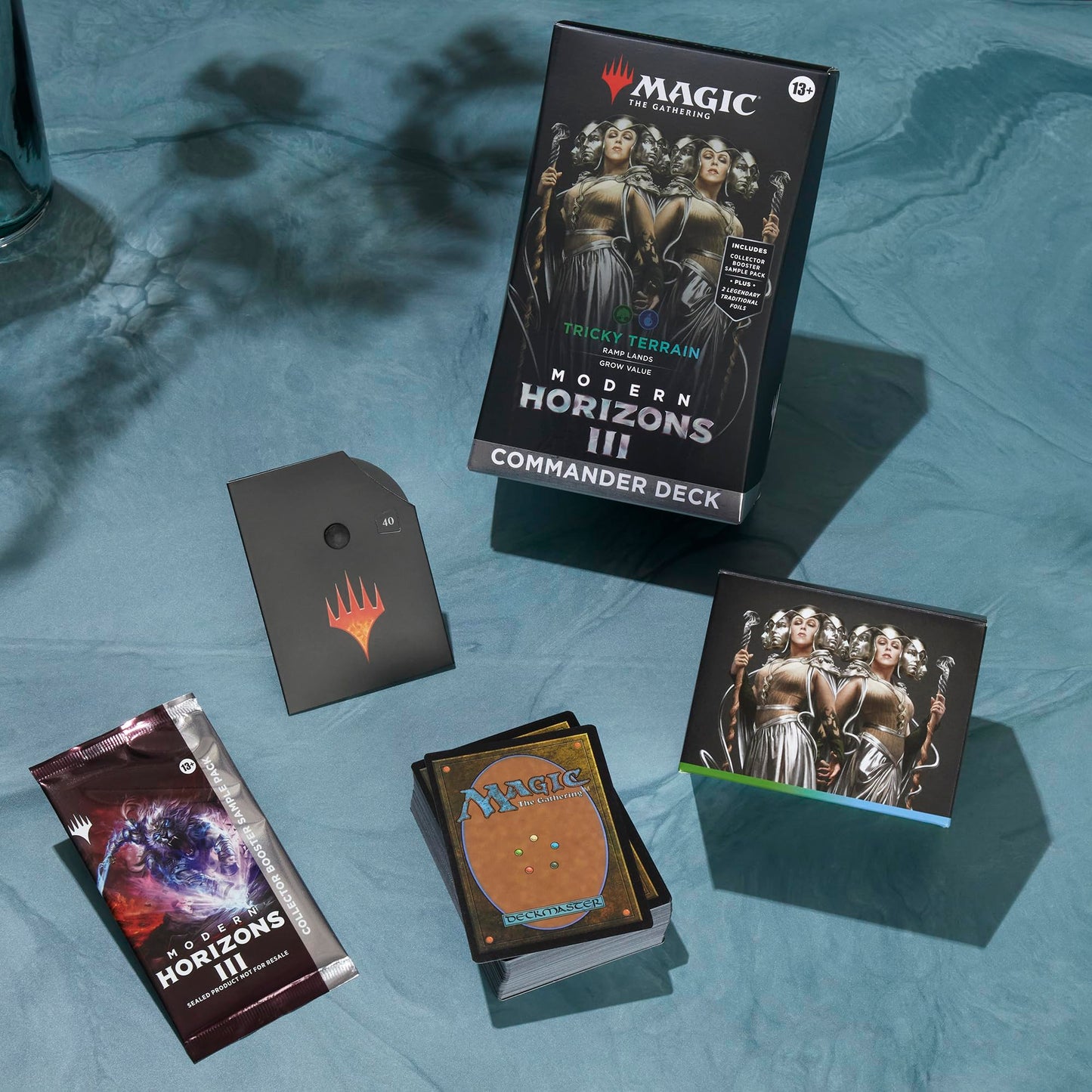 Magic: The Gathering Modern Horizons 3 Tricky Terrain Commander Deck — 100-Card Green-Blue Ready-to-Play