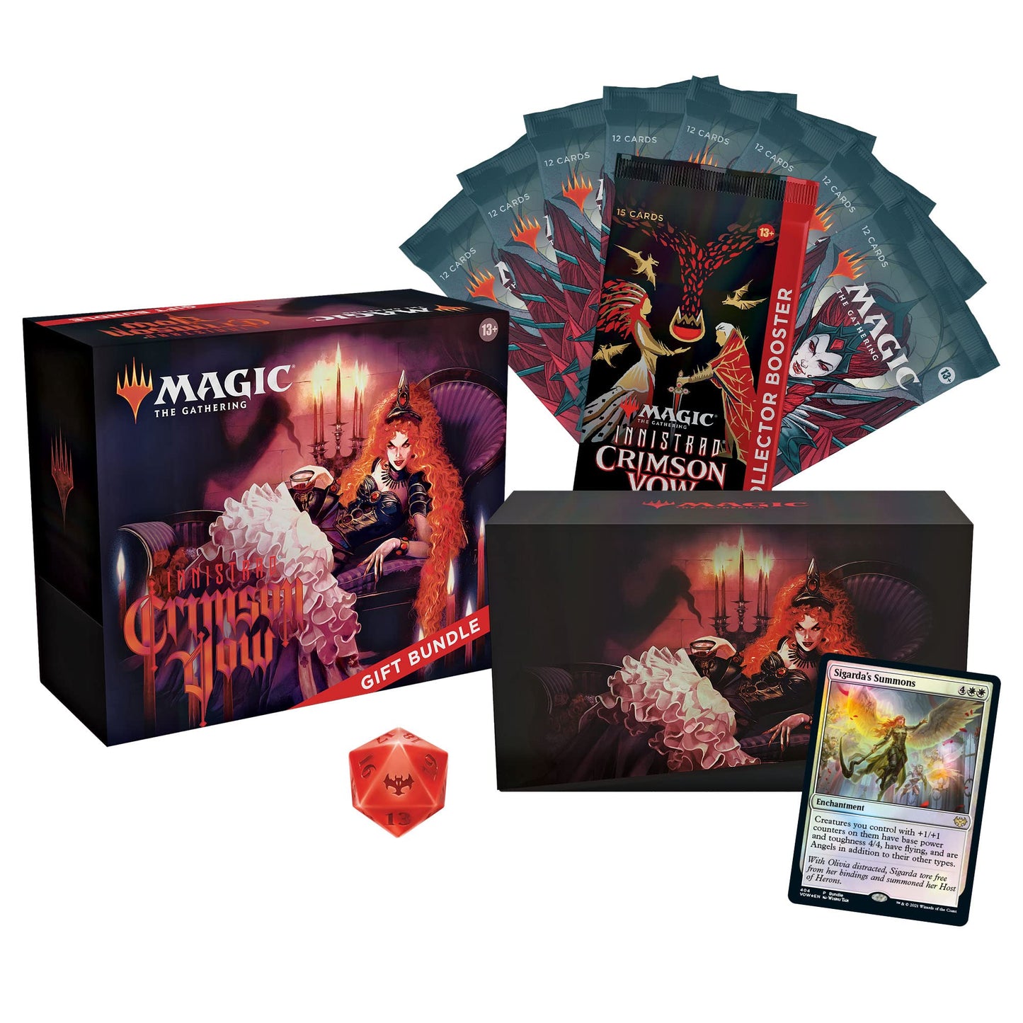 Magic: The Gathering Innistrad Crimson Vow Gift Bundle – 8 Set Boosters + 1 Collector Booster