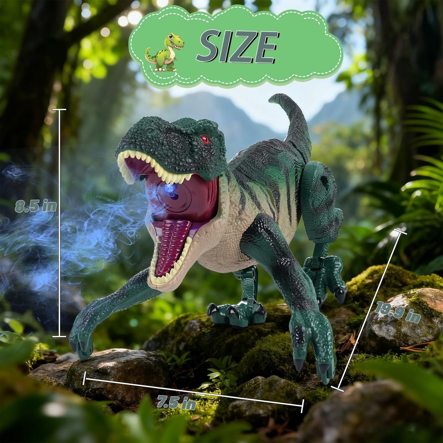 MagicKidz RC Dinosaur Toy – Walking, Roar, Spray & Lights for Kids 3-12
