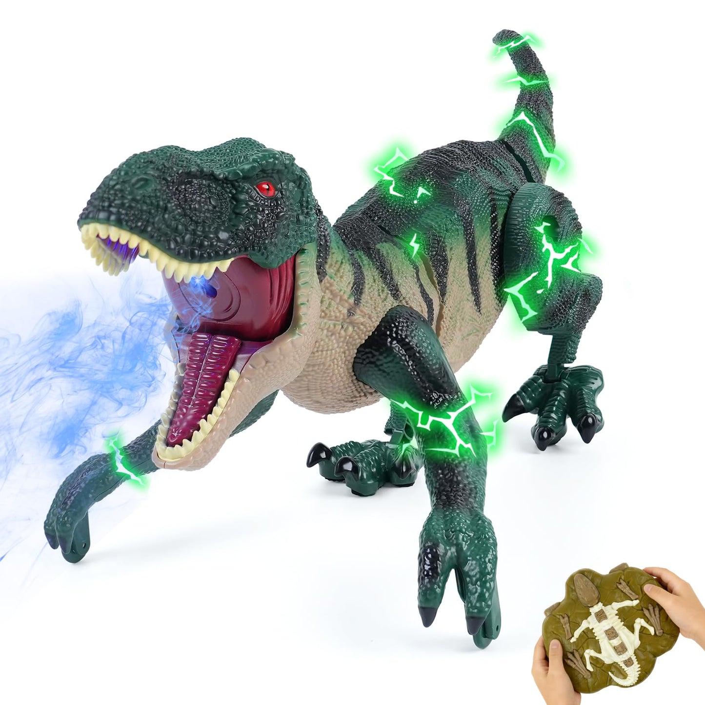 MagicKidz RC Dinosaur Toy – Walking, Roar, Spray & Lights for Kids 3-12