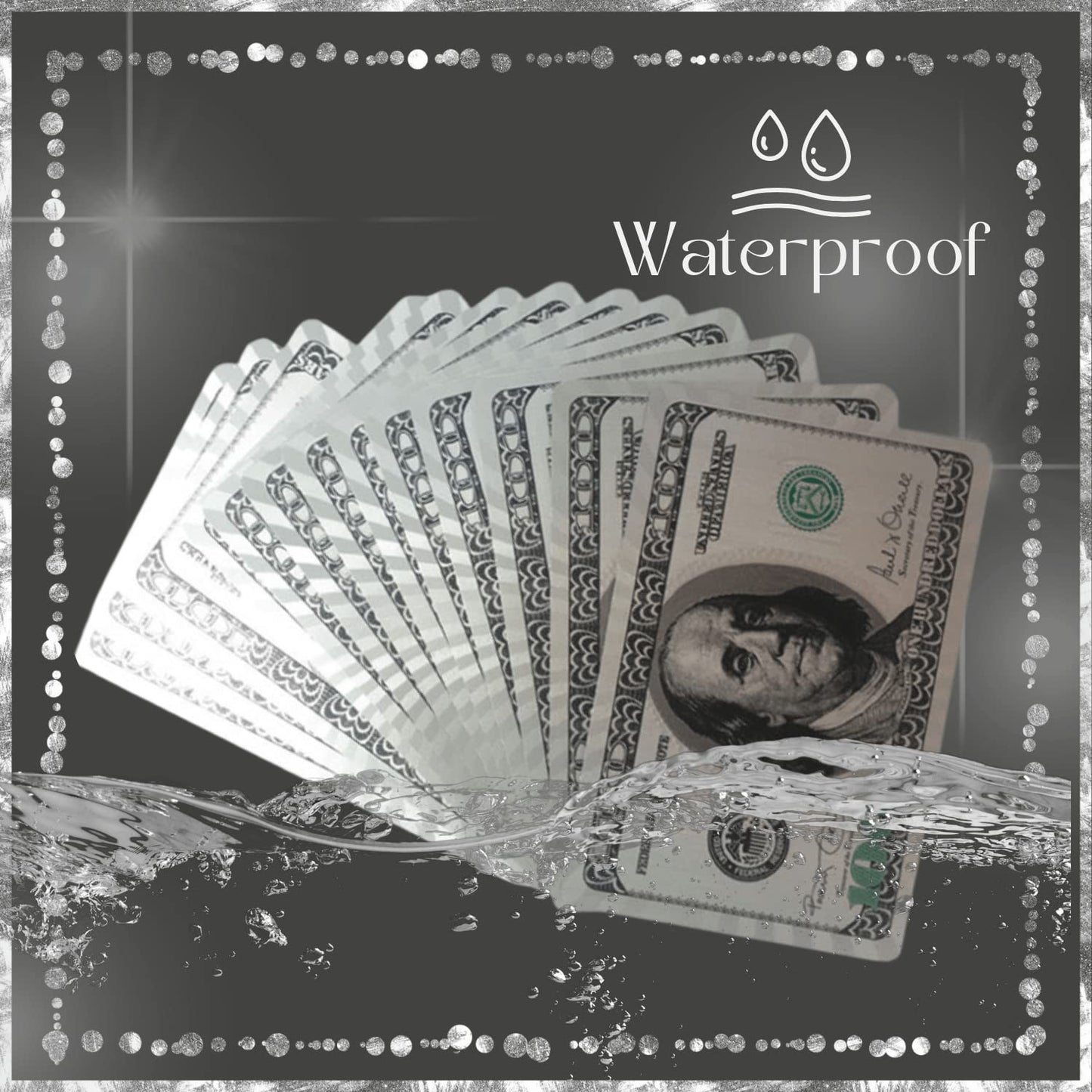 Magic Kiss Waterproof Gold & Silver Foil Poker Cards | Plastic Deck (Silver)