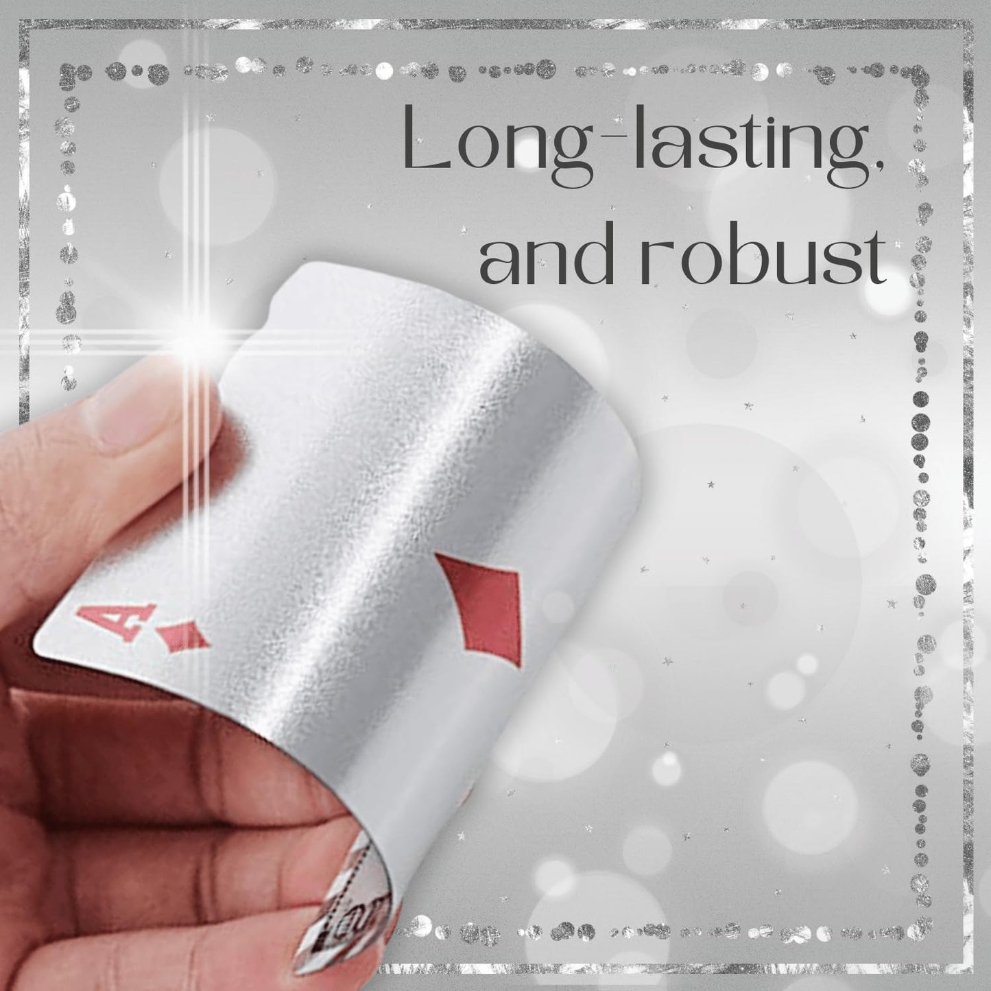Magic Kiss Waterproof Gold & Silver Foil Poker Cards | Plastic Deck (Silver)
