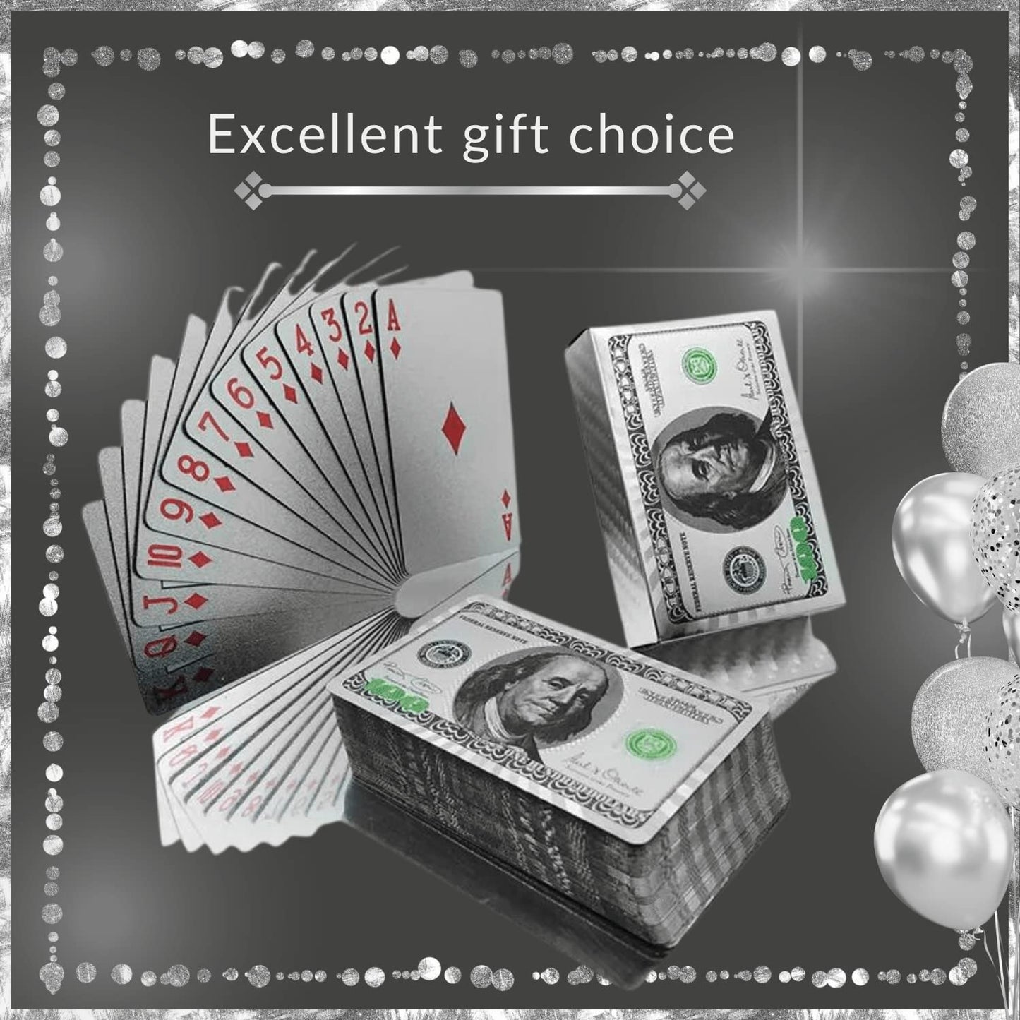 Magic Kiss Waterproof Gold & Silver Foil Poker Cards | Plastic Deck (Silver)
