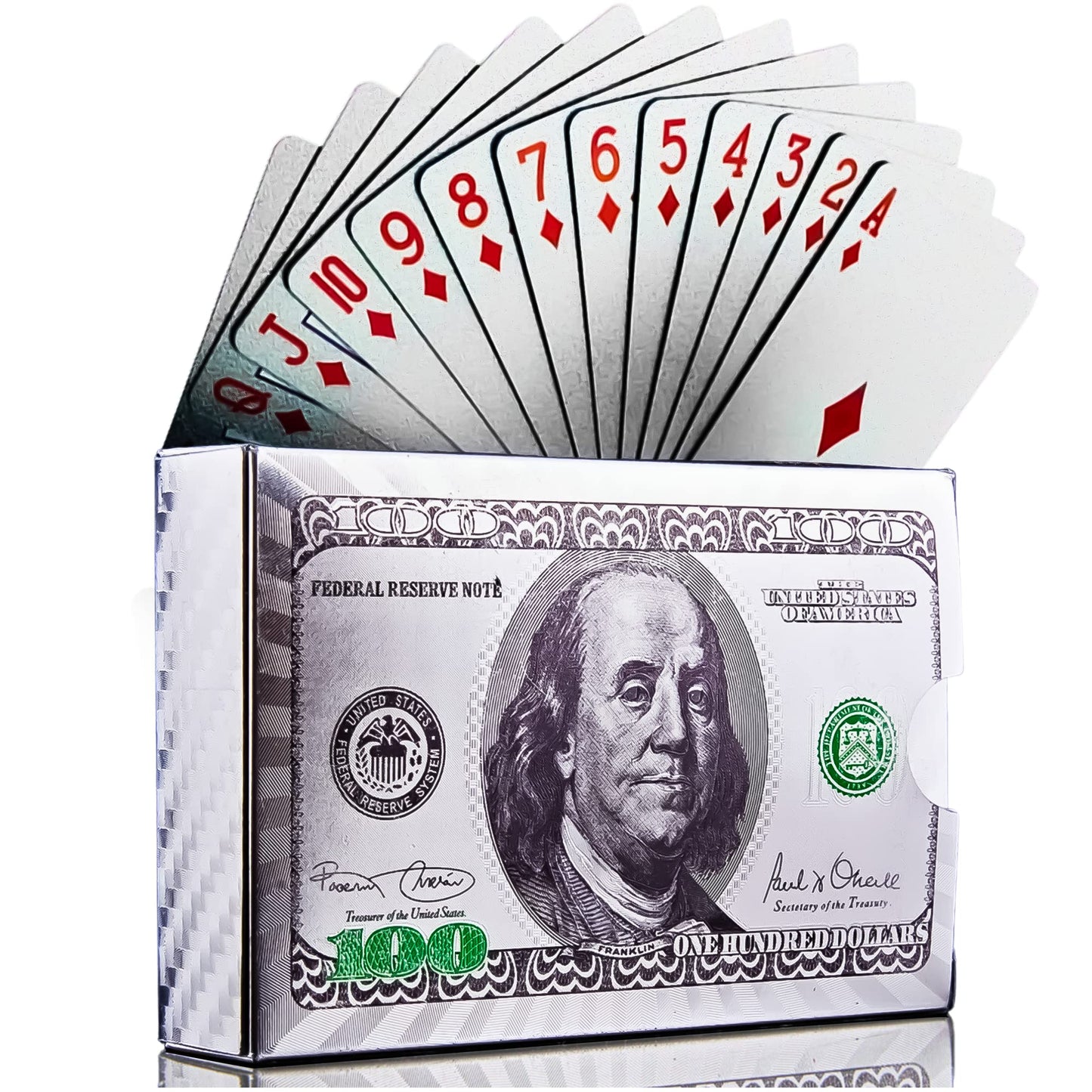 Magic Kiss Waterproof Gold & Silver Foil Poker Cards | Plastic Deck (Silver)