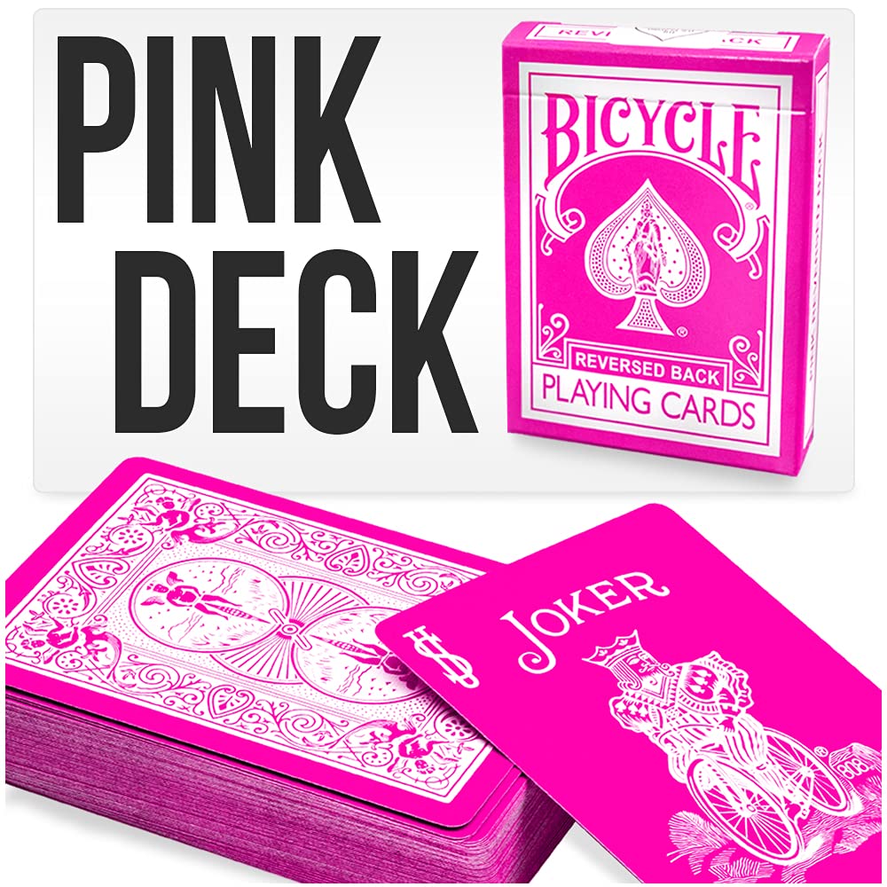 Magic Makers Pink Bicycle Playing Cards Deck | Premium US Playing Co. Stock, Double Back & Double Face