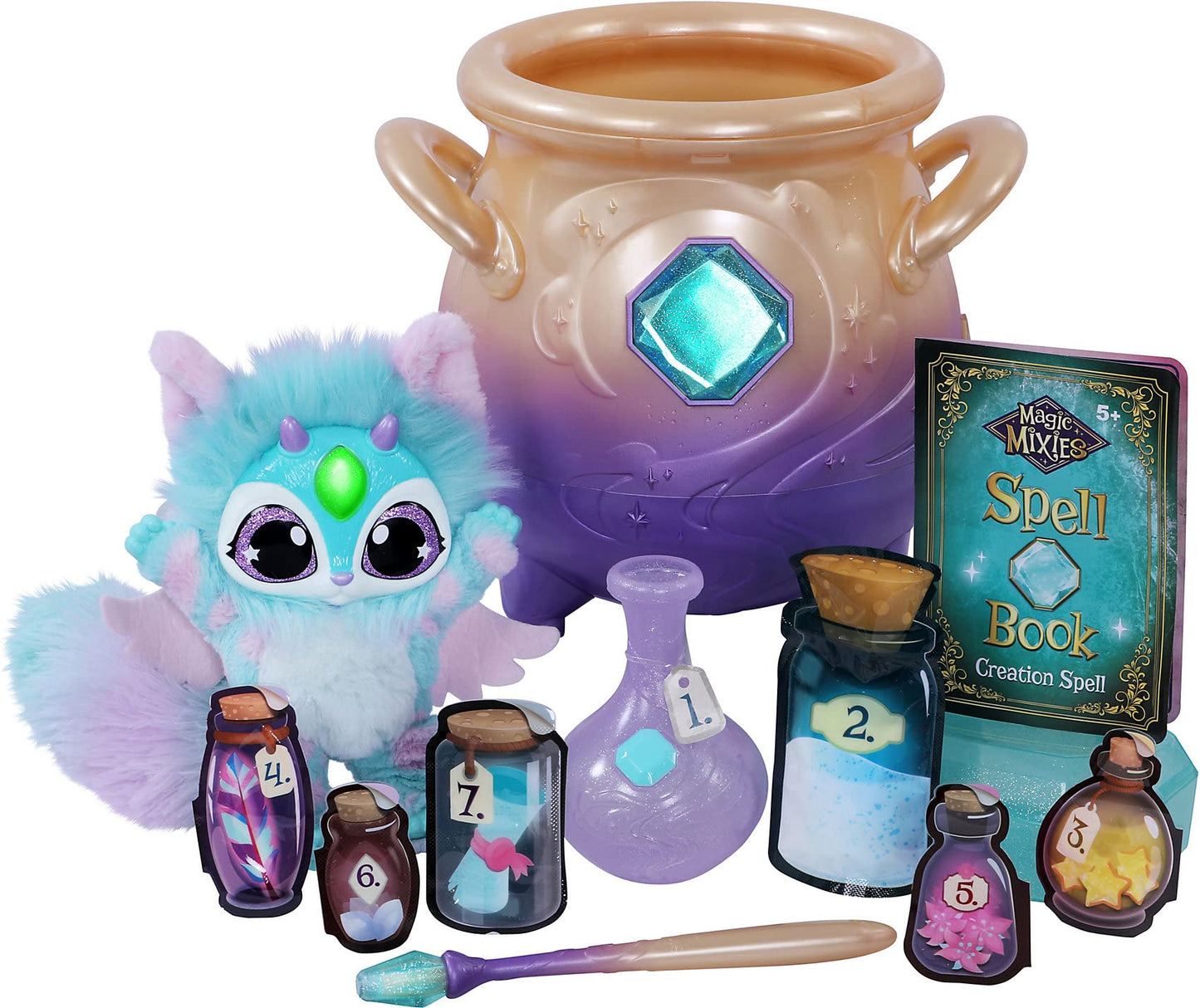 Magic Mixies Cream Tea Misting Cauldron — Interactive 8-Inch Blue Plush & 50+ Sounds