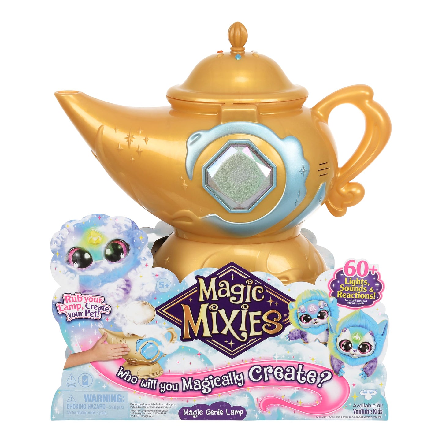 Magic Mixies Magic Genie Lamp with 8-inch Blue Plush – 60+ Lights & Reactions