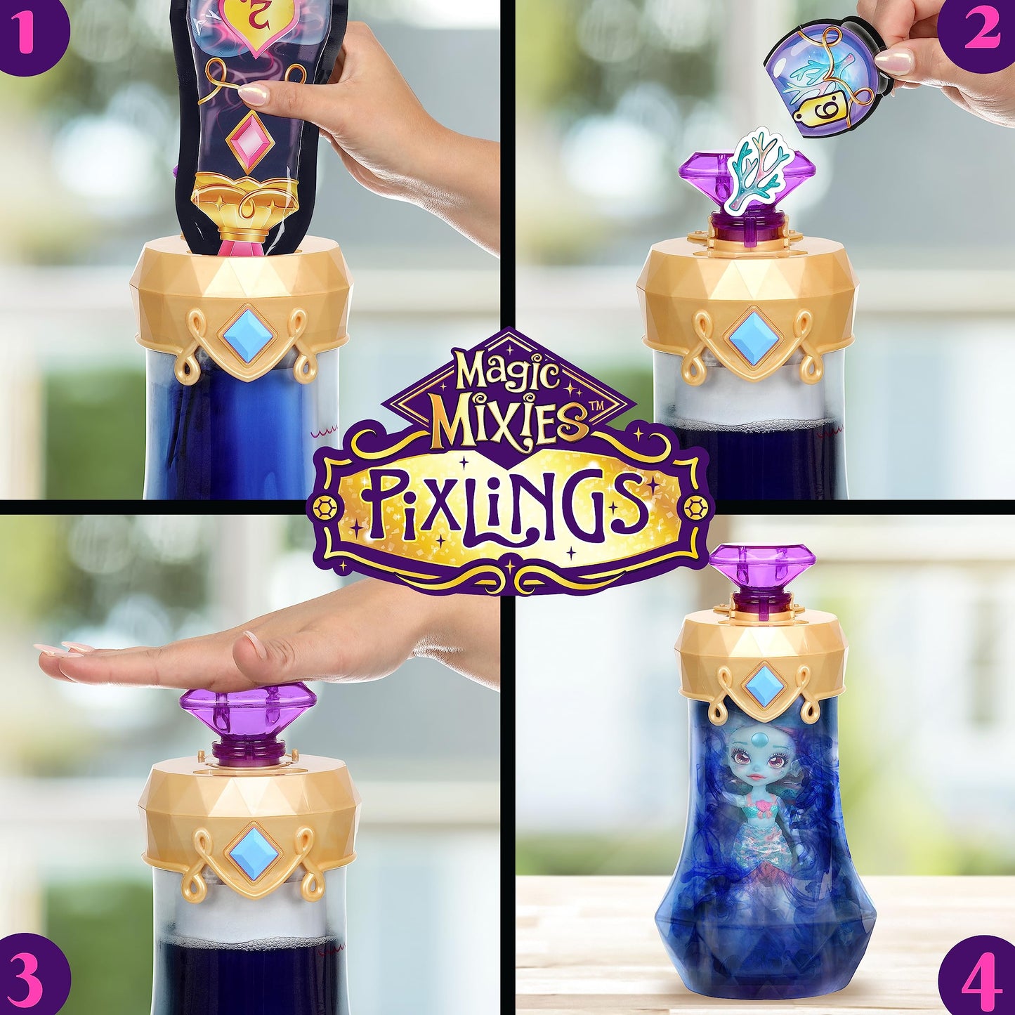Magic Mixies Pixlings Marena Mermaid Pixling – Create Potion to Reveal a 6.5-Inch Doll