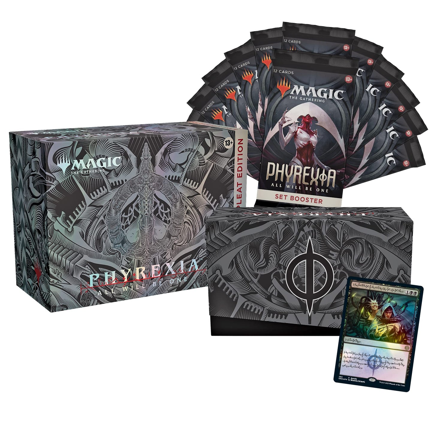 Magic Phyrexia: All Will Be One Bundle – Compleat Edition | 1 Compleat Edition Booster, 12 Set Boosters & Exclusive Accessories | MTG D20100000