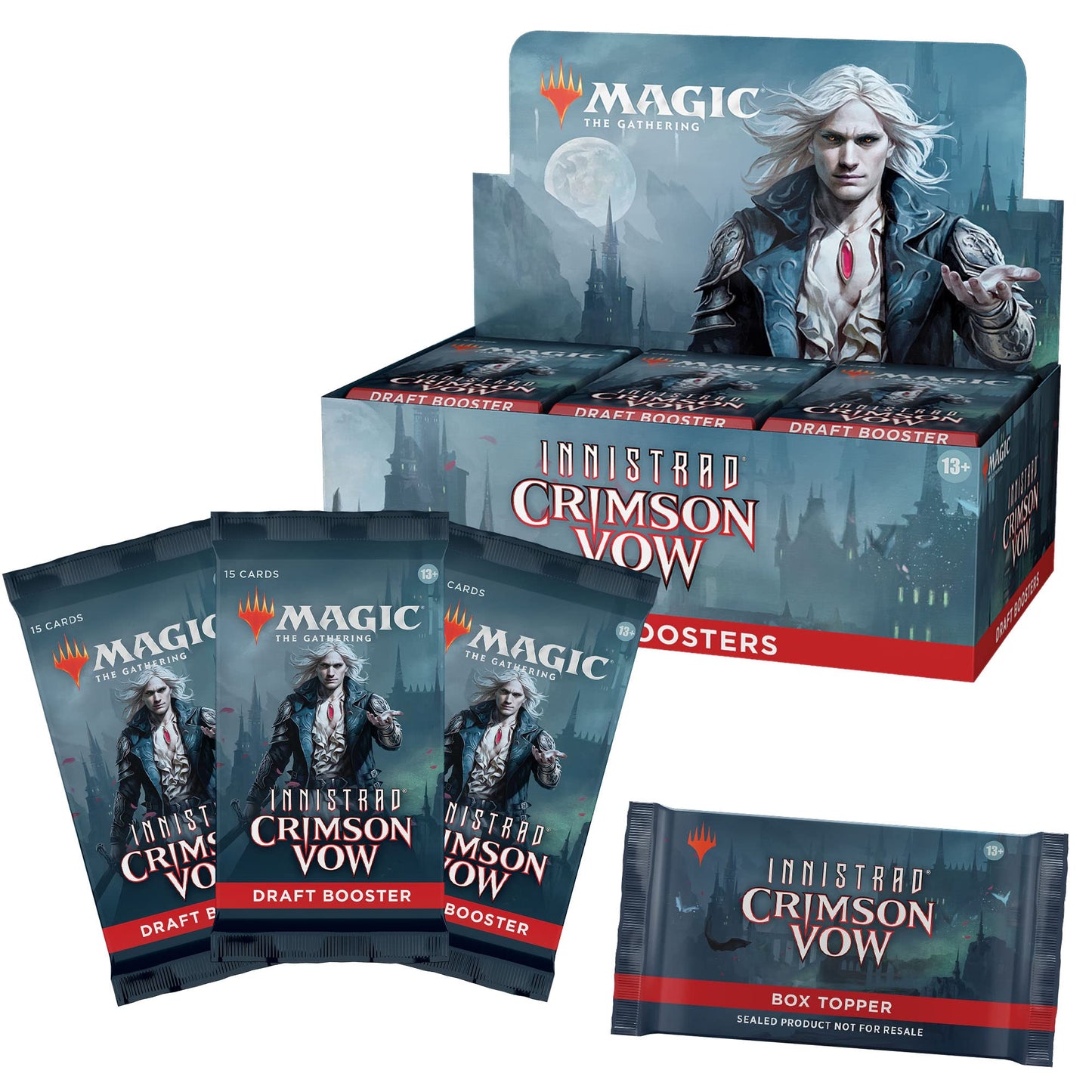 Magic: The Gathering Innistrad Crimson Vow Draft Booster Box – 36 Boosters + Dracula Topper