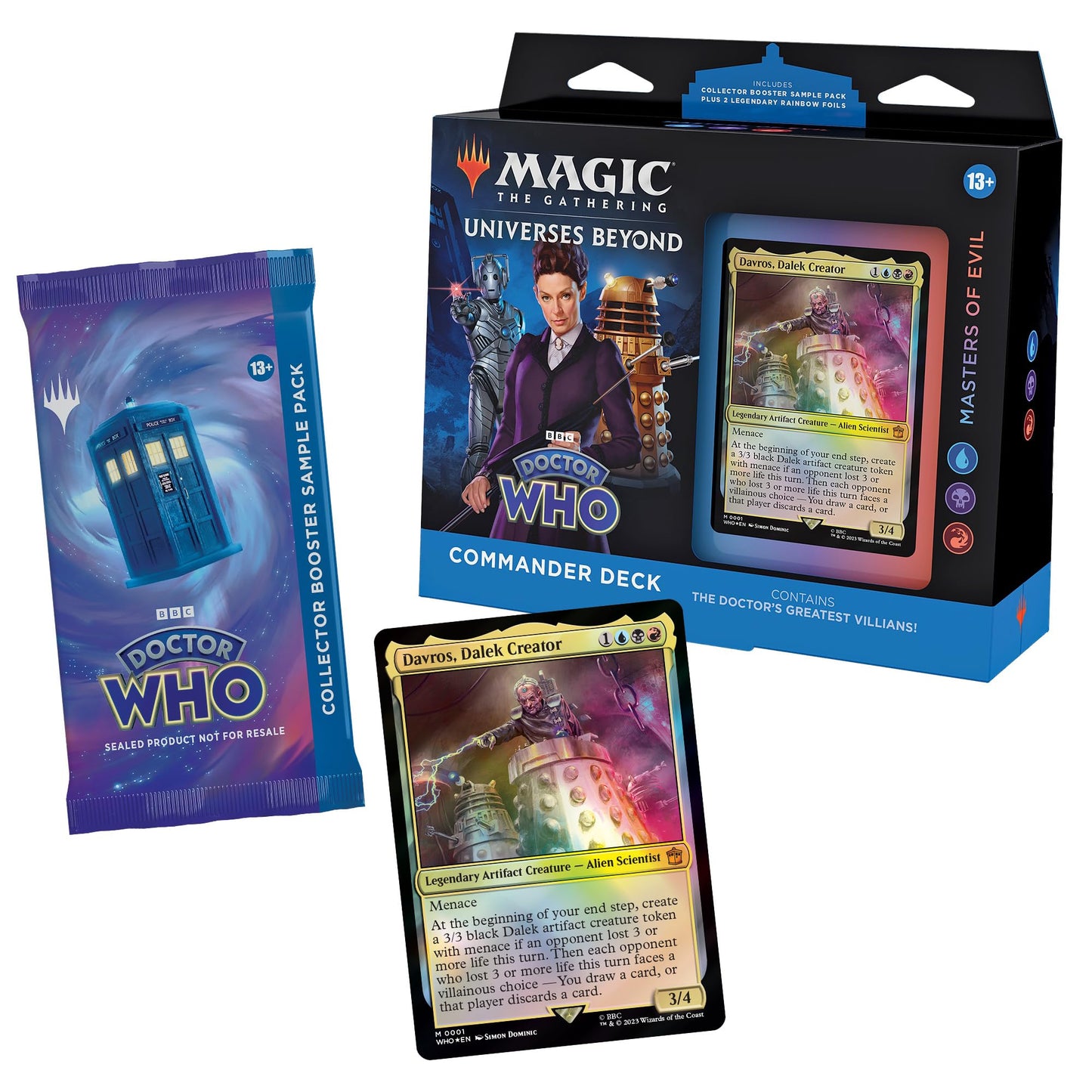 Magic: The Gathering Doctor Who Commander Deck – Masters of Evil (100-Card Set + Collector Booster Sample Pack)