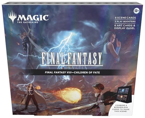 Magic: The Gathering Final Fantasy VIII Scene Box – Children of Fate | 6 Foil Borderless Cards, 6 Art Cards, 3 Play Boosters + Display Easel