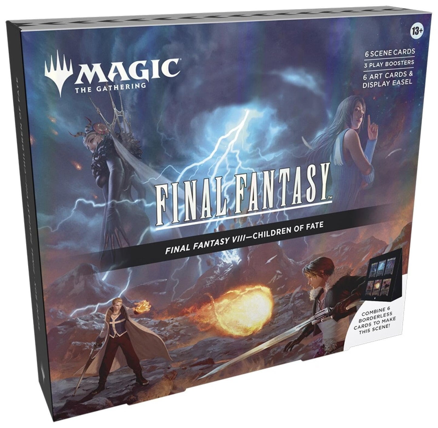 Magic: The Gathering Final Fantasy VIII Scene Box – Children of Fate | 6 Foil Borderless Cards, 6 Art Cards, 3 Play Boosters + Display Easel