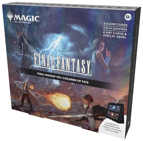 Magic: The Gathering Final Fantasy VIII Scene Box – Children of Fate | 6 Foil Borderless Cards, 6 Art Cards, 3 Play Boosters + Display Easel