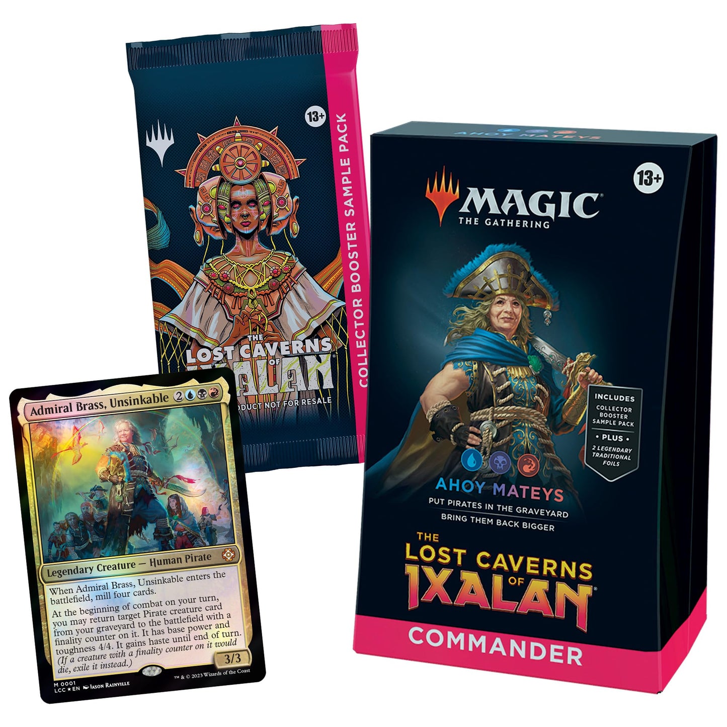 Magic: The Gathering The Lost Caverns of Ixalan – Ahoy Mateys Commander Deck (100 Cards, Collector Booster Sample Pack + Accessories)