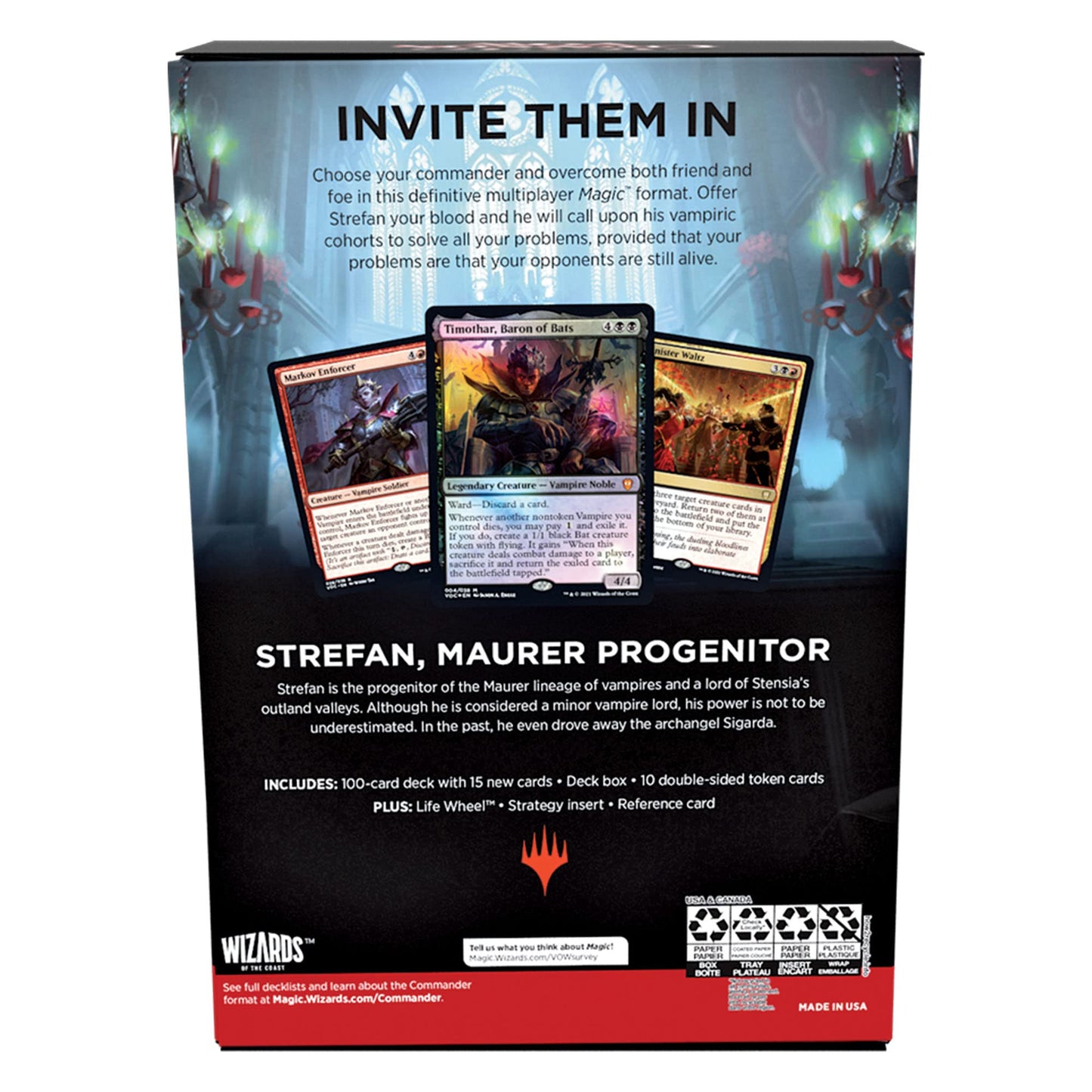 MTG Innistrad Crimson Vow Vampiric Bloodline Commander Deck (Black-Red) – 100 Cards