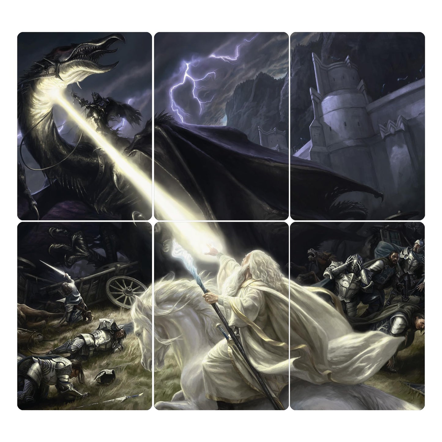 Magic: The Gathering The Lord of the Rings Tales of Middle-earth Gandalf in Pelennor Fields Scene Box – 6 Scene Cards & Display Easel