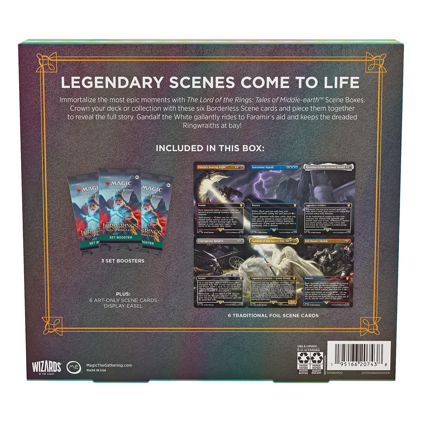 Magic: The Gathering The Lord of the Rings Tales of Middle-earth Gandalf in Pelennor Fields Scene Box – 6 Scene Cards & Display Easel