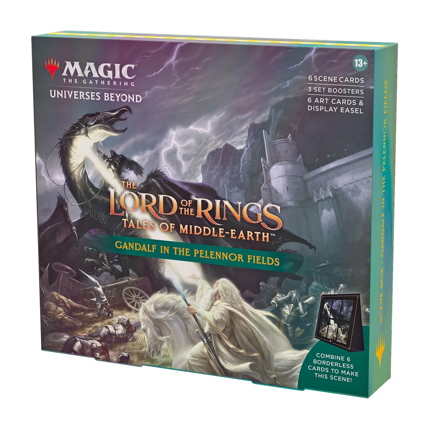 Magic: The Gathering The Lord of the Rings Tales of Middle-earth Gandalf in Pelennor Fields Scene Box – 6 Scene Cards & Display Easel