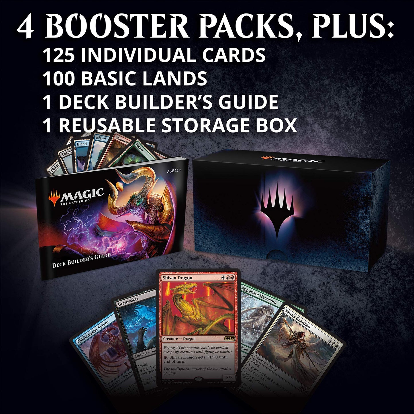 Magic: The Gathering Core Set 2019 M19 Deck Builders Toolkit | 4 Booster Packs & 125 Cards