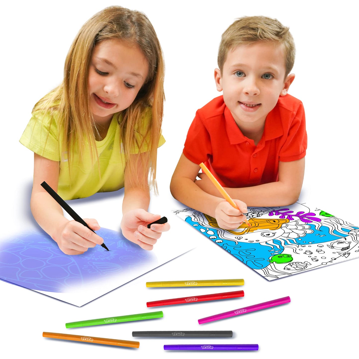 Magic Trace Light Bar Starter Pack — 24 Traceable Pictures, Markers & Crayons