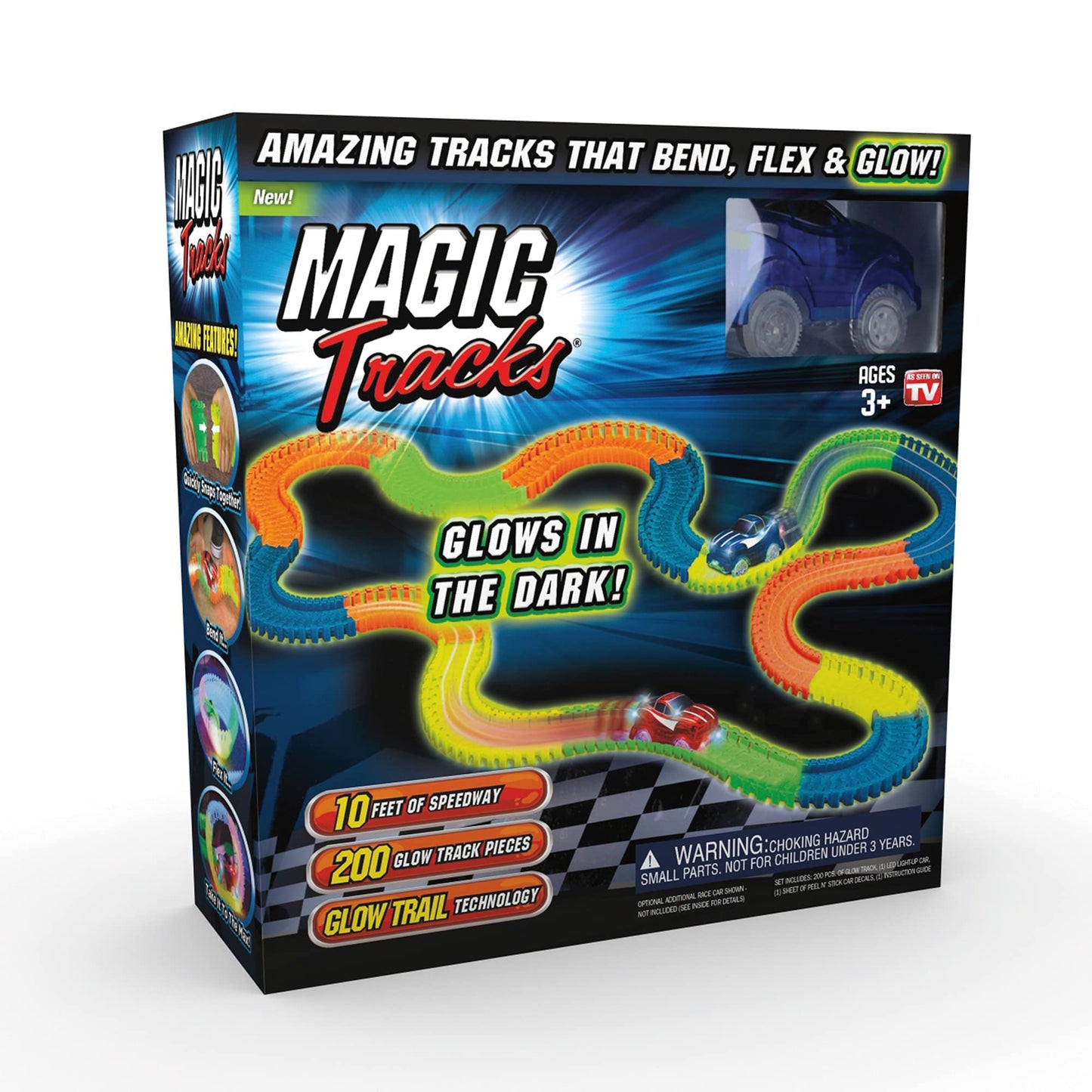 Magic Tracks 10 ft Glow-in-the-Dark Bendable Track with LED Car | Educational Toy for Ages 3+