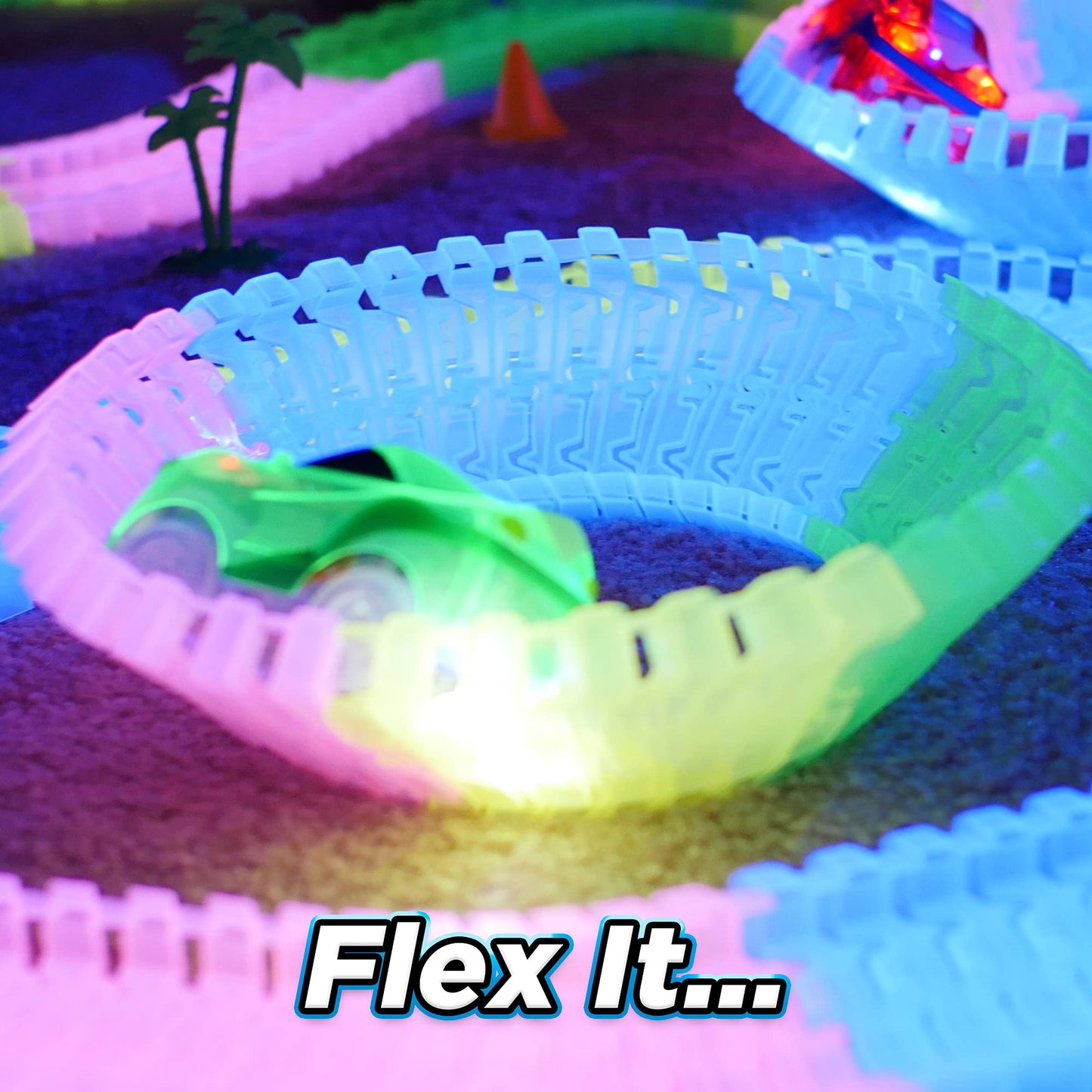 Magic Tracks 10 ft Glow-in-the-Dark Bendable Track with LED Car | Educational Toy for Ages 3+