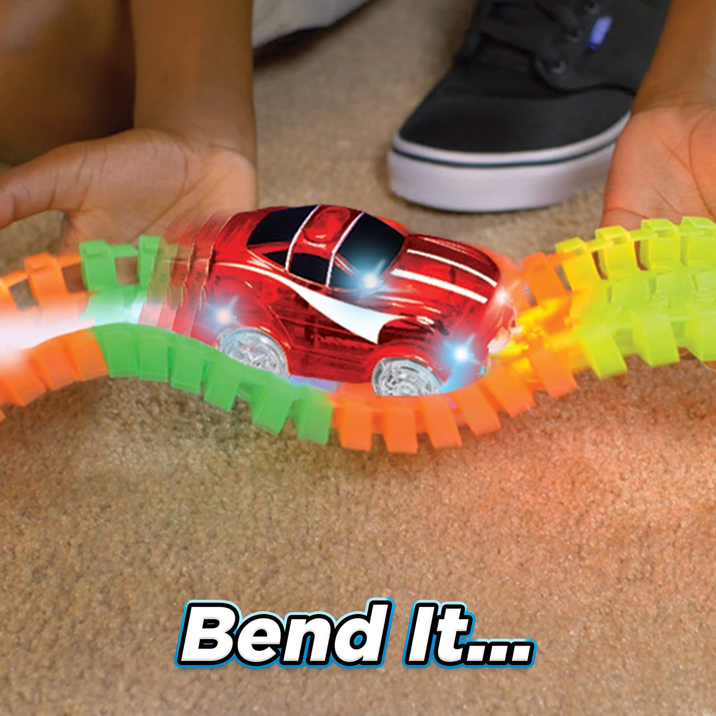 Magic Tracks 10 ft Glow-in-the-Dark Bendable Track with LED Car | Educational Toy for Ages 3+