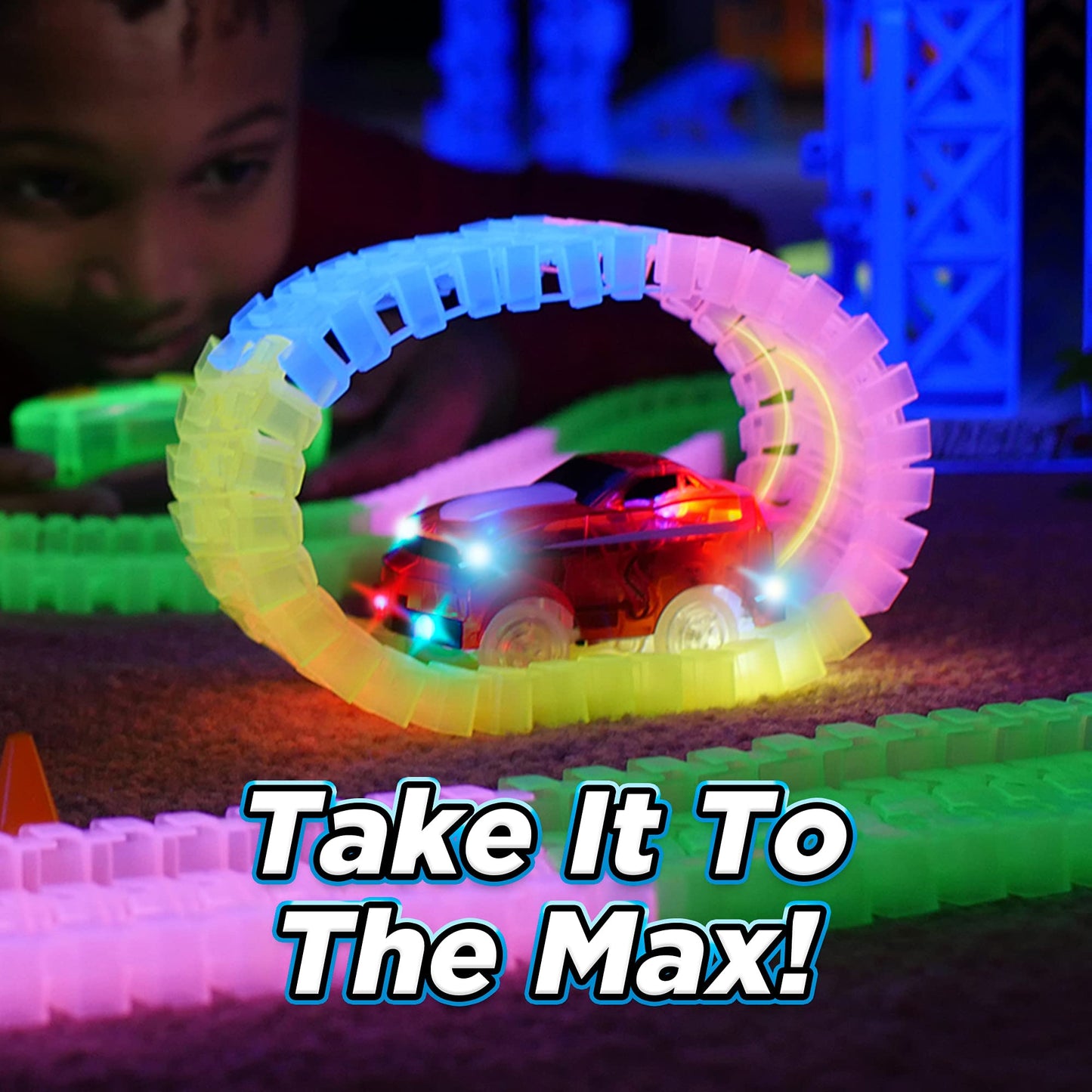 Magic Tracks 10 ft Glow-in-the-Dark Bendable Track with LED Car | Educational Toy for Ages 3+