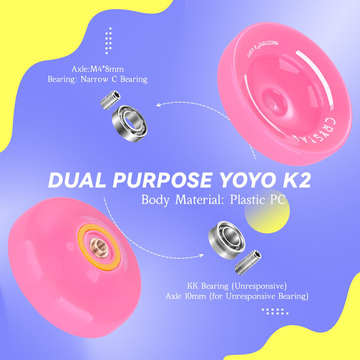 MAGICYOYO K2 Plus Crystal Responsive Yo-Yo for Kids - Pink