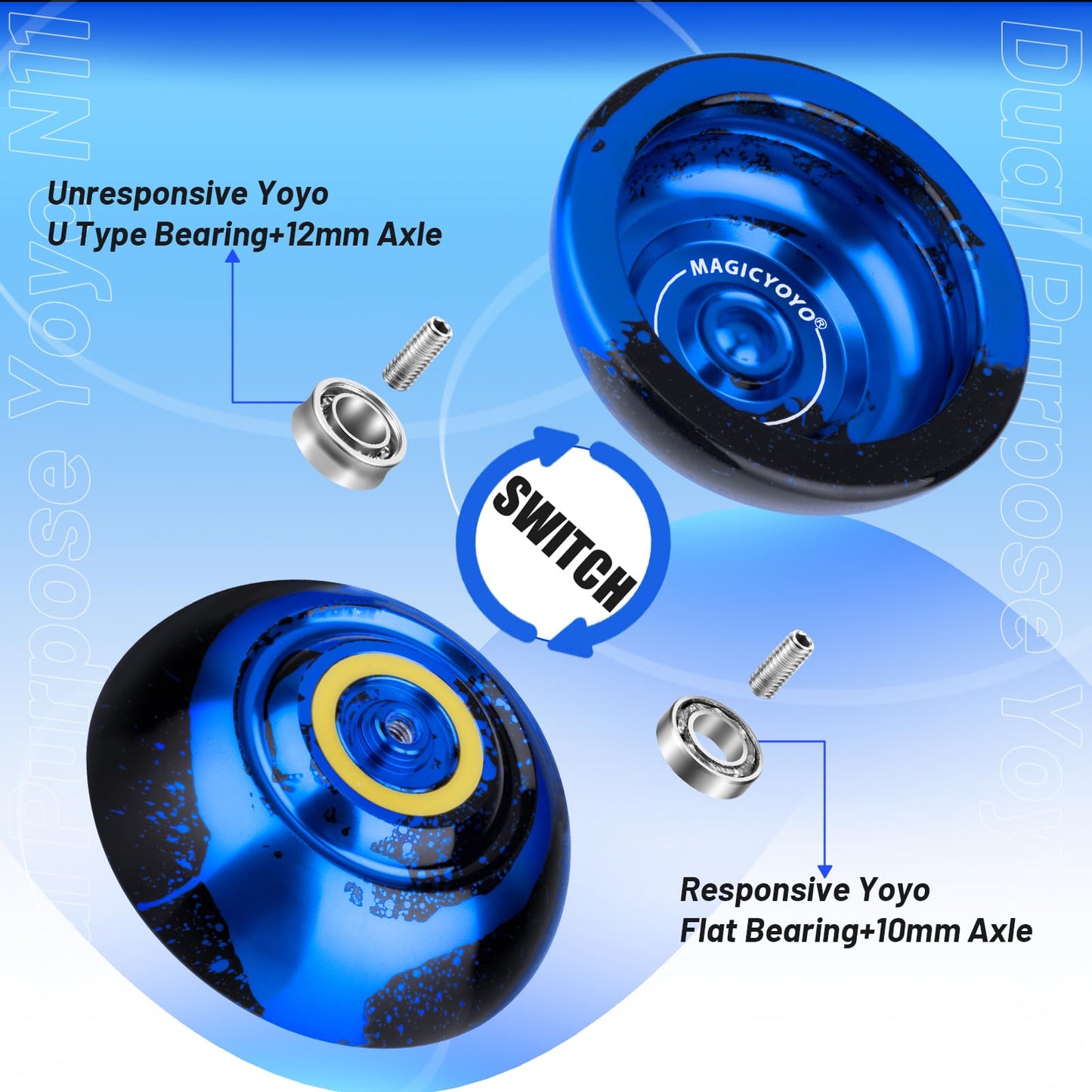 MAGICYOYO N11 Plus Unresponsive Aluminum Yo-Yo | Dual-Mode, 12 Strings & Bag
