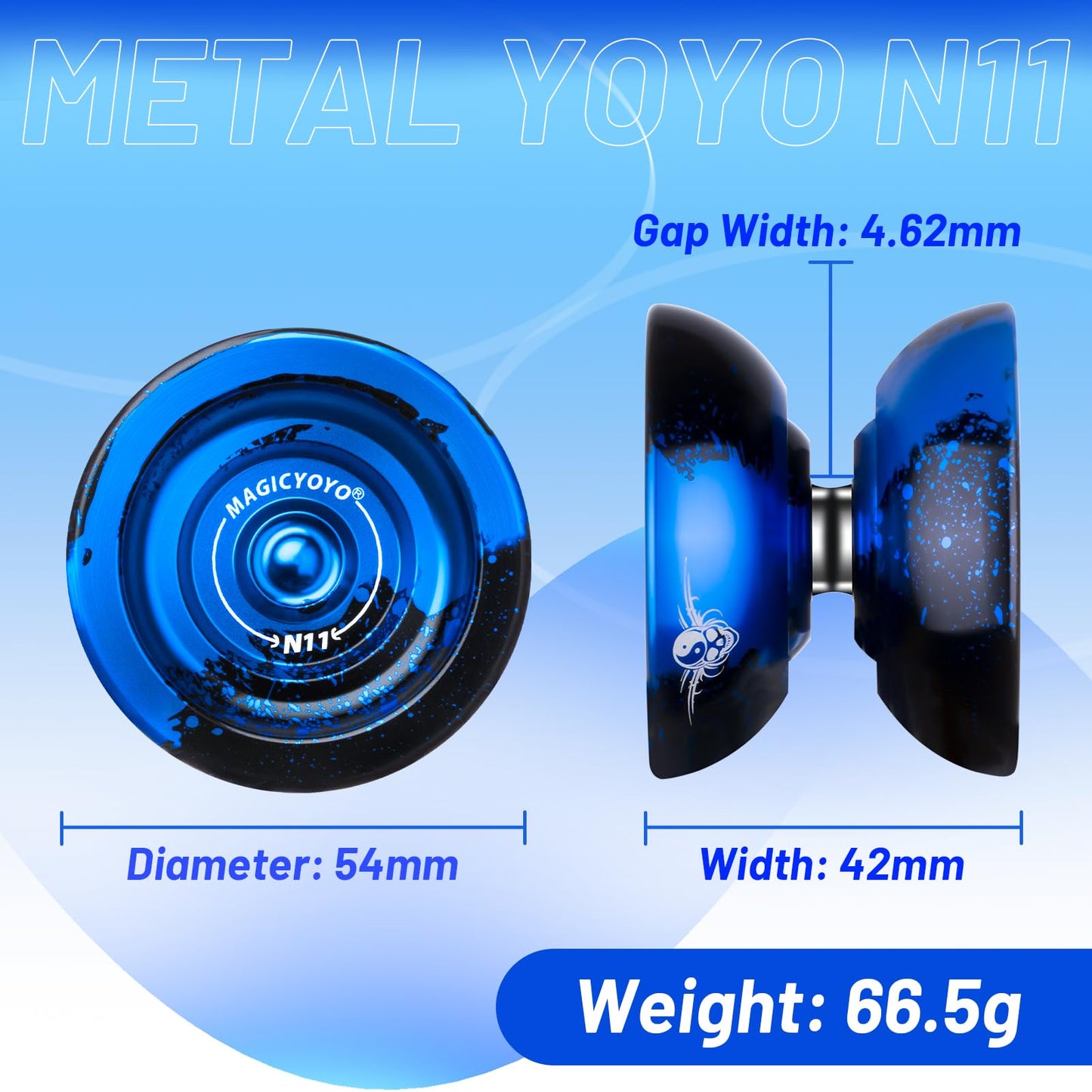 MAGICYOYO N11 Plus Unresponsive Aluminum Yo-Yo | Dual-Mode, 12 Strings & Bag