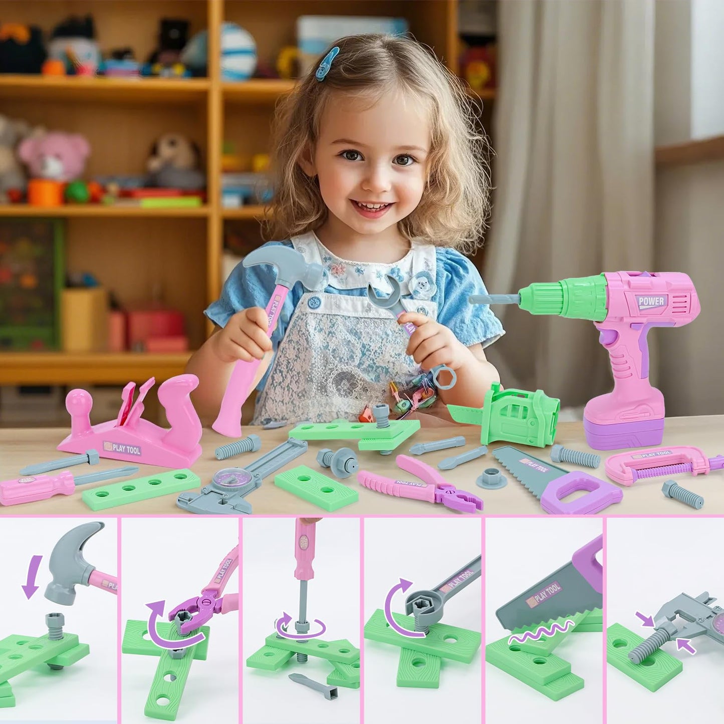 Magic4U Kids Tool Set – 31-Piece Pretend Play Construction Kit for Ages 3-7
