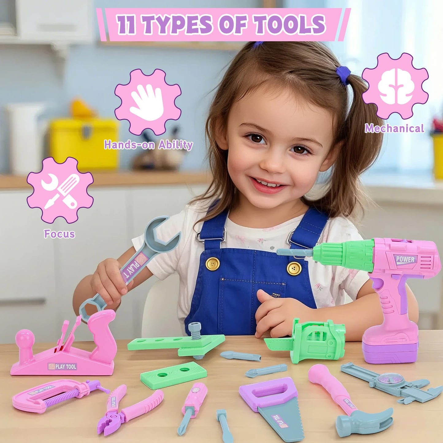Magic4U Kids Tool Set – 31-Piece Pretend Play Construction Kit for Ages 3-7