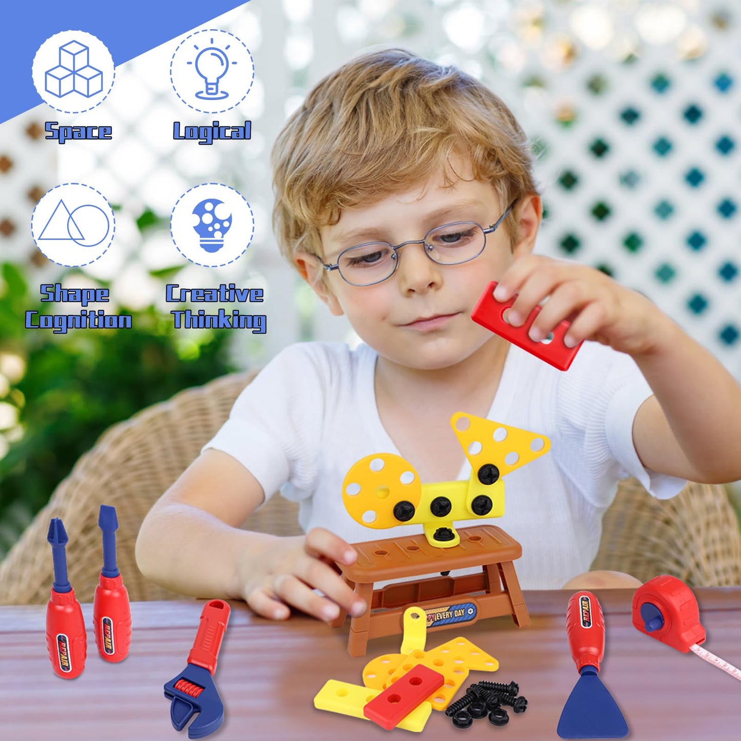 Magic4U Kids Tool Set 49PCS — Realistic Pretend Play Kit for Ages 3-8