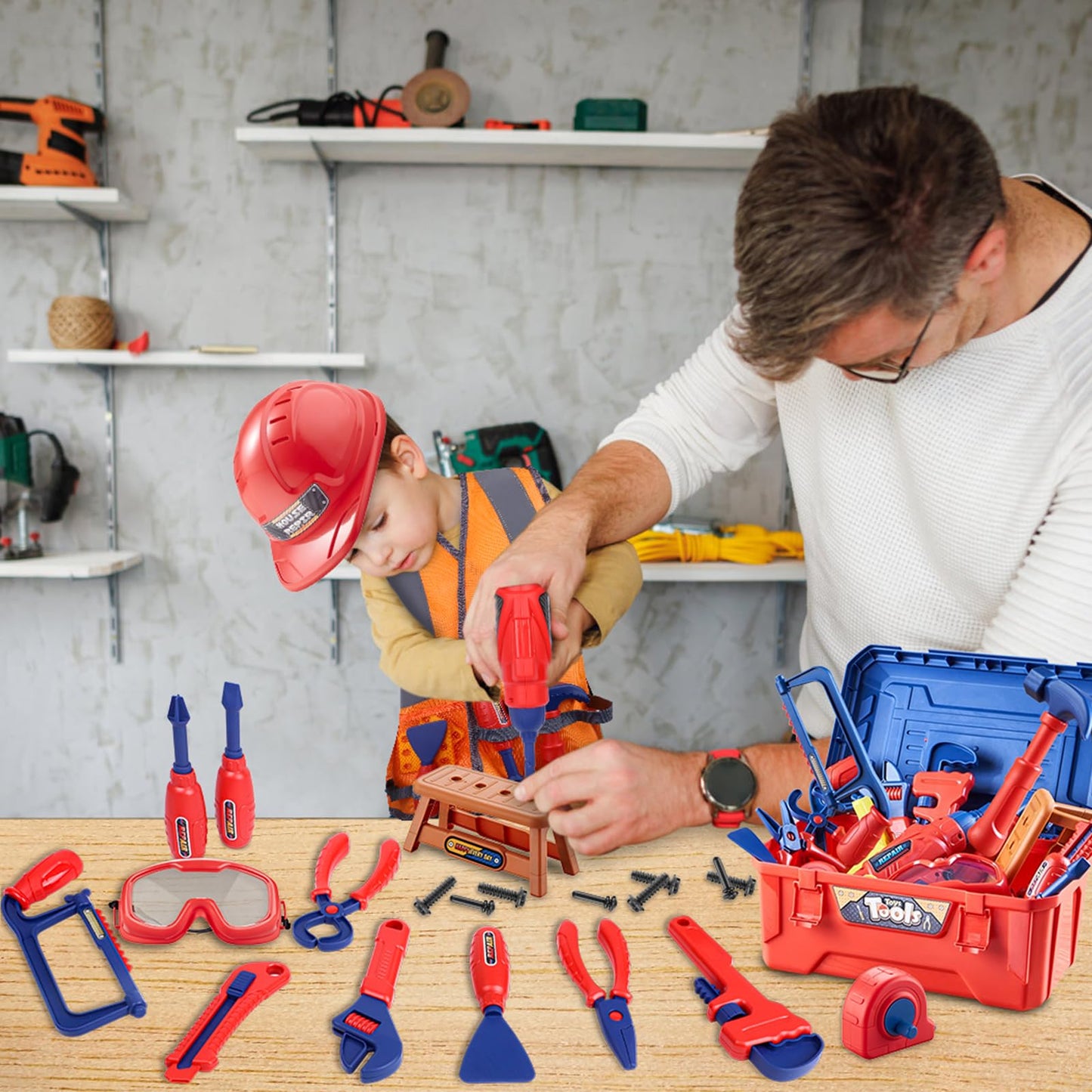 Magic4U Kids Tool Set 49PCS — Realistic Pretend Play Kit for Ages 3-8