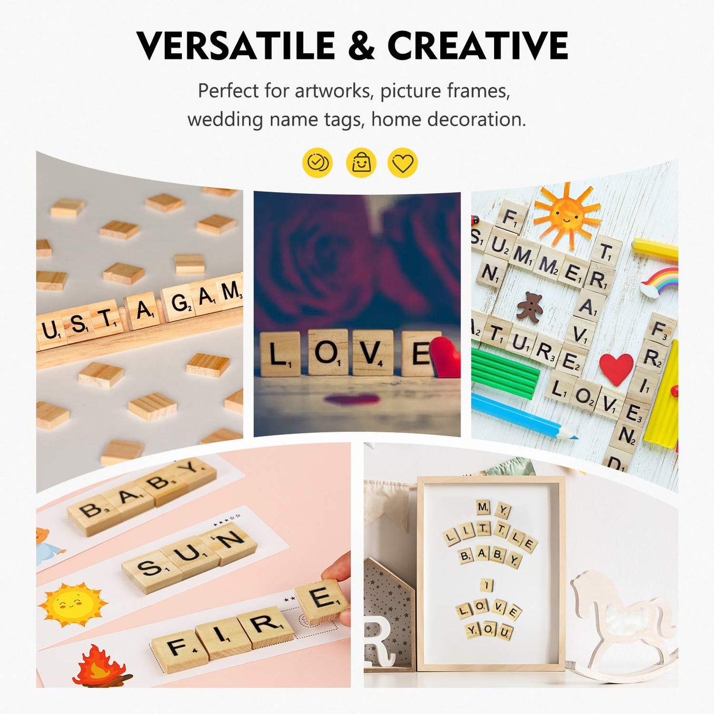 Magicfly 500 Pieces Letter Tiles – Wooden Scrabble Tiles for Crafts and Spelling