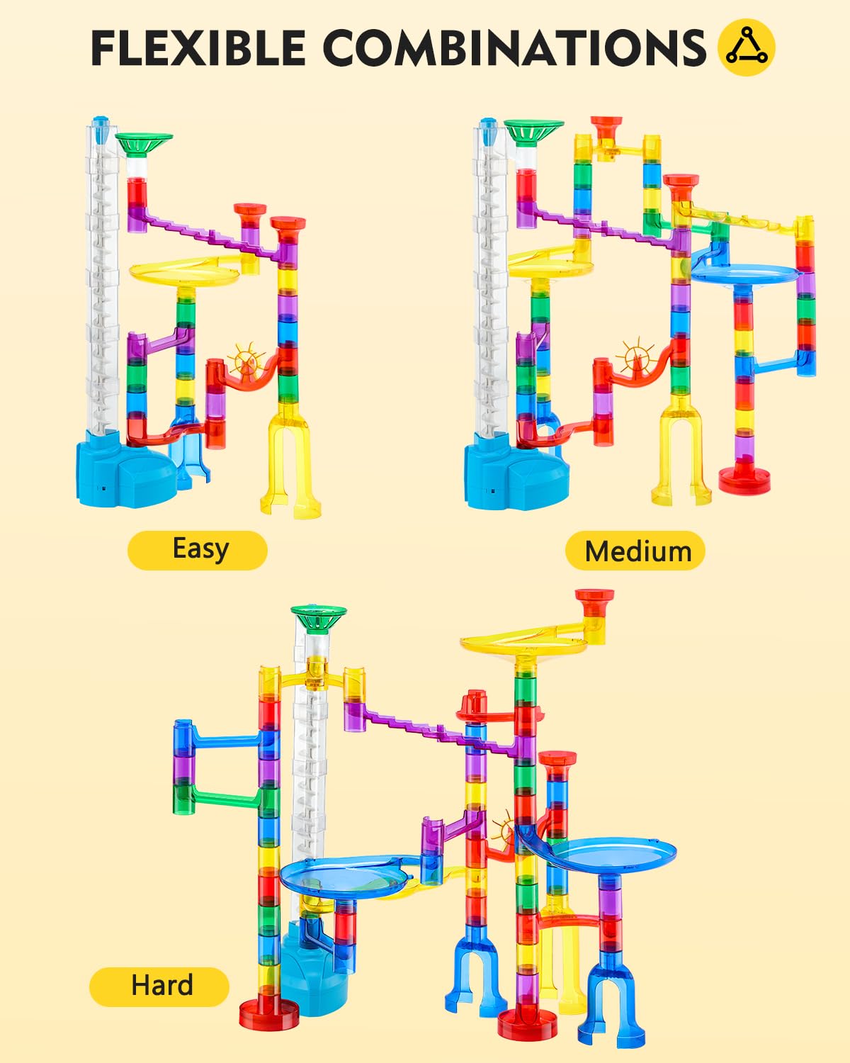 Magicfly Marble Run Set - Motorized Elevator, 127 Pcs Marble Track Toy for STEM Fun