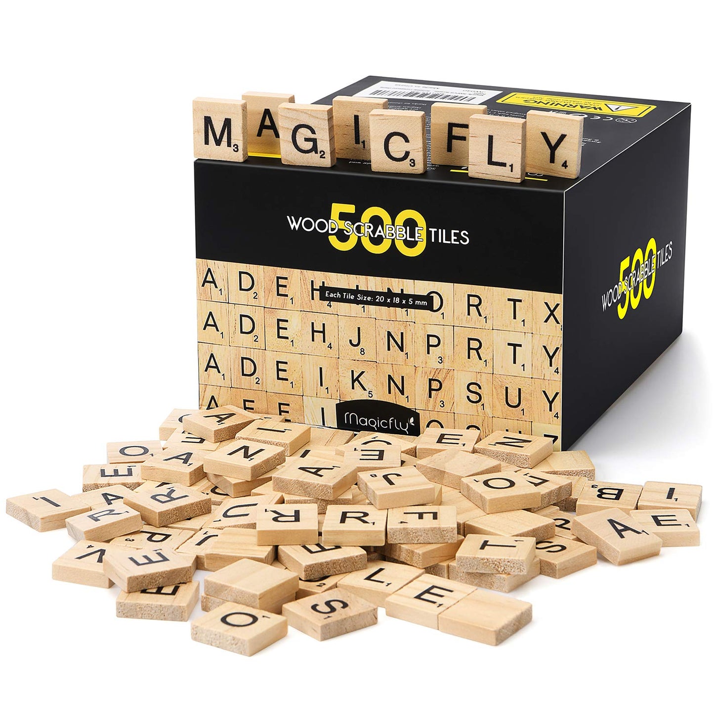 Magicfly 500 Pieces Letter Tiles – Wooden Scrabble Tiles for Crafts and Spelling
