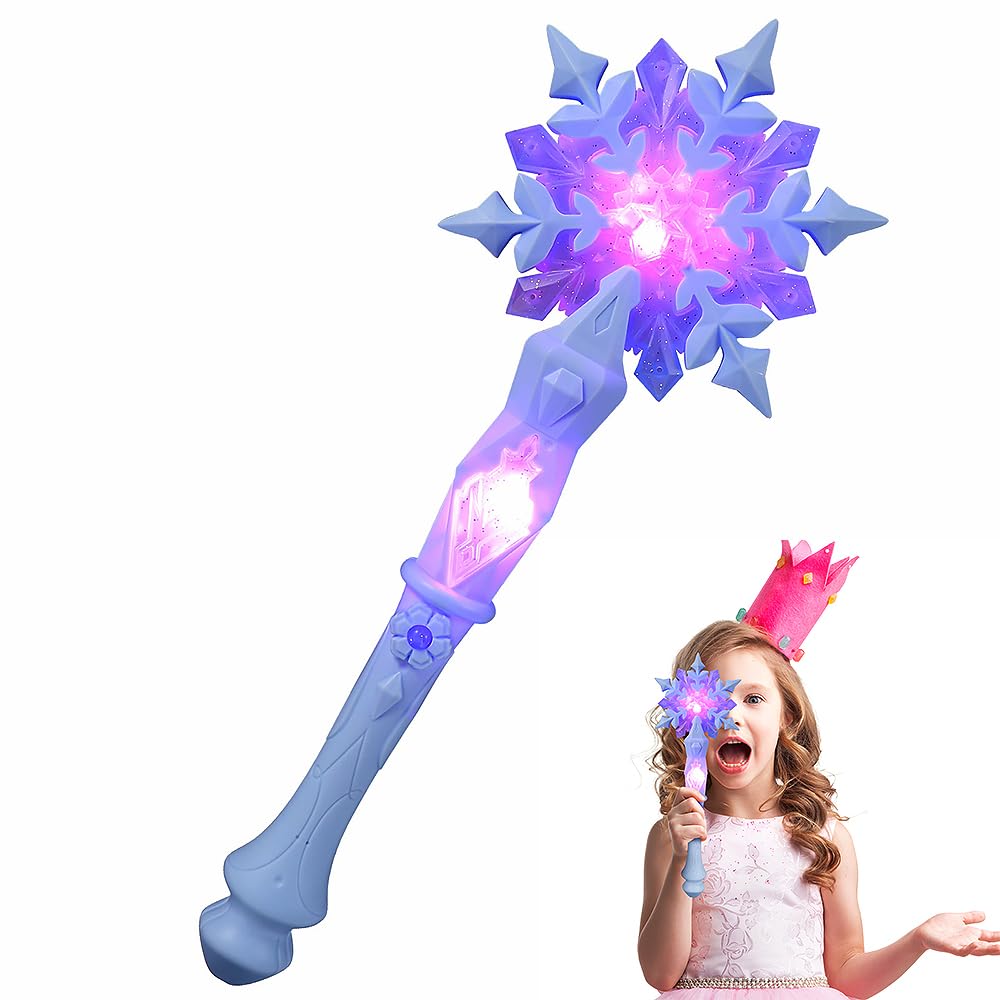MAGICLULU Light Up Snowflake Princess Wand – 12.6 in Kids Party Prop (Batteries Not Included)