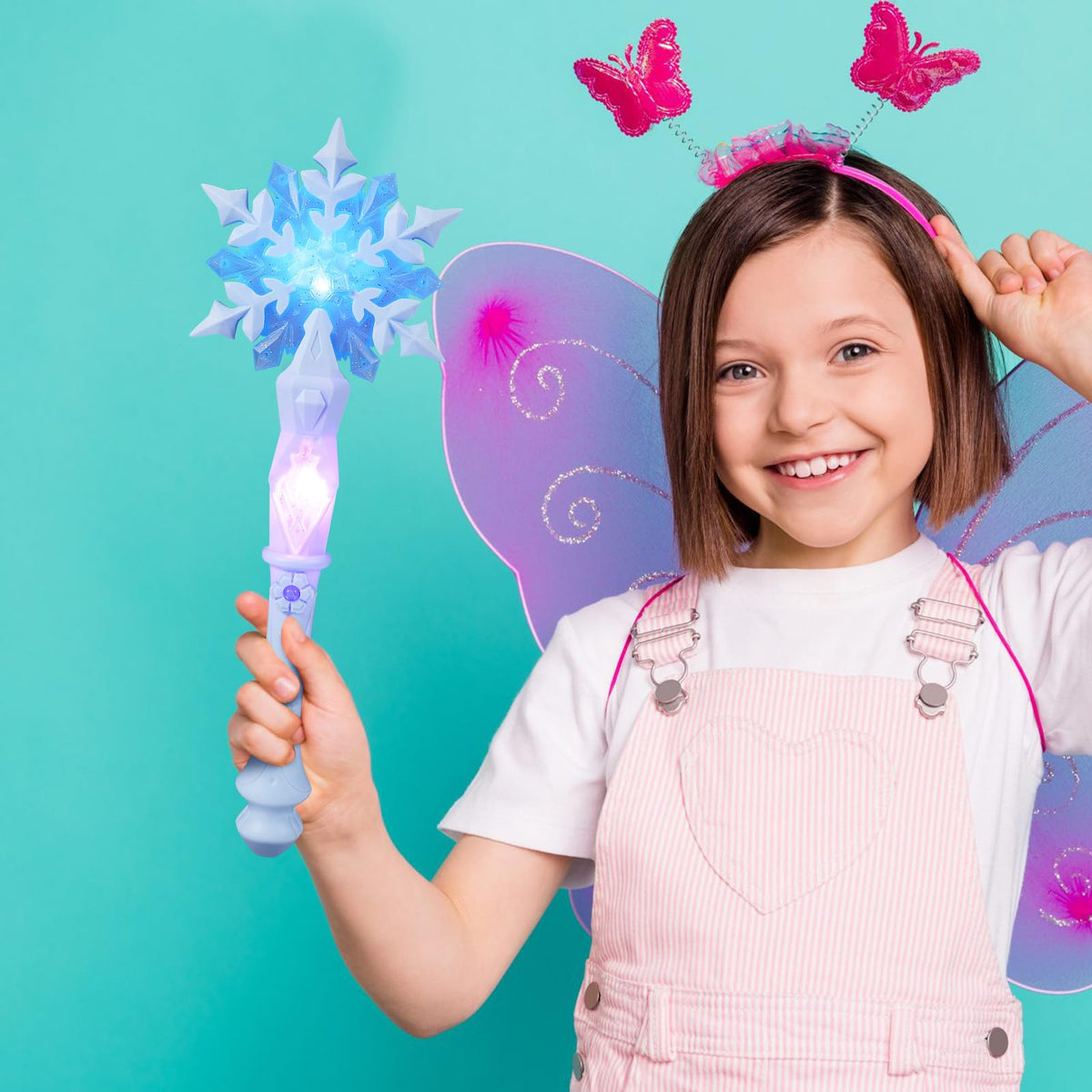 MAGICLULU Light Up Snowflake Princess Wand – 12.6 in Kids Party Prop (Batteries Not Included)