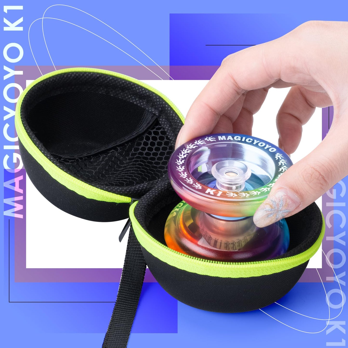 MAGICYOYO K1-Plus - Responsive Beginner YoYo Kit with Bag, 12 Strings & Glove (Blue/Pink/Yellow)