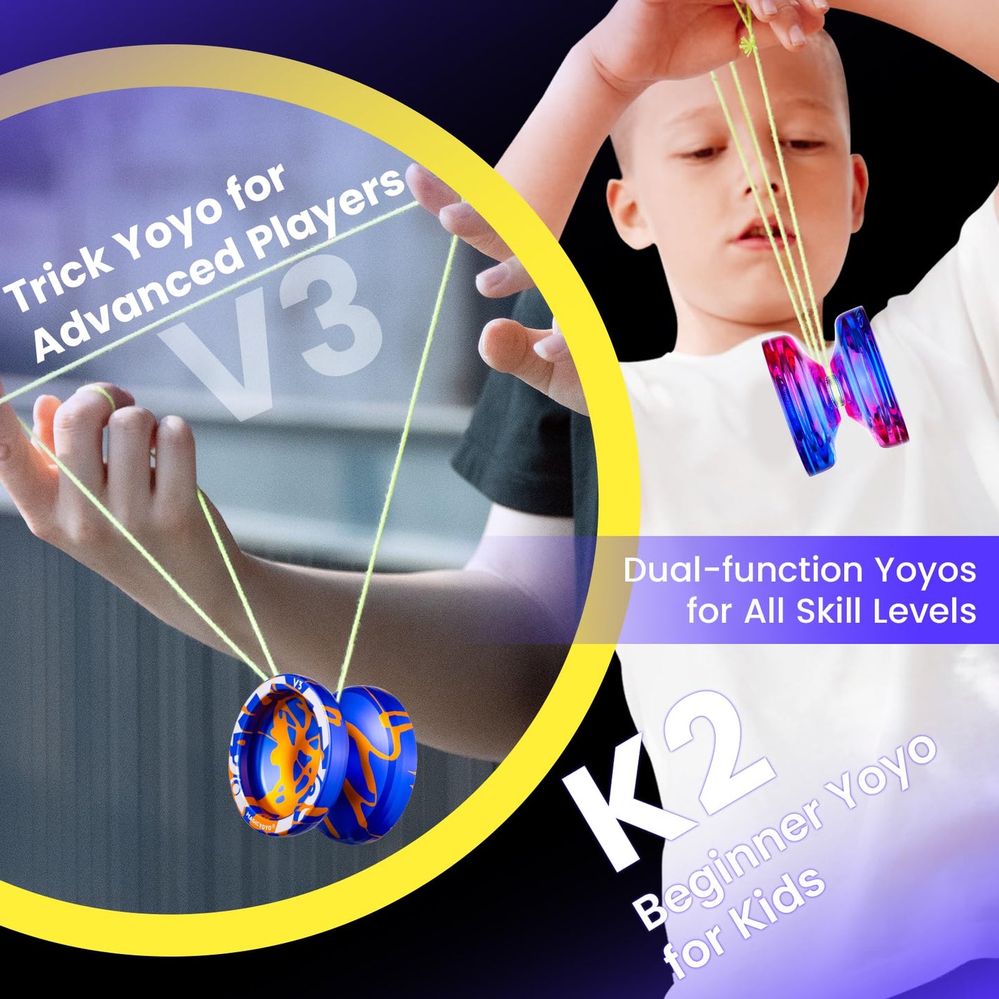 MAGICYOYO V3 & K2 Yoyo Pack – Metal & Plastic Responsive Yoyos for All Skill Levels